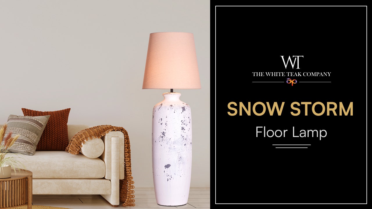 Snow Storm (White, Beige) Ceramic Floor Lamp