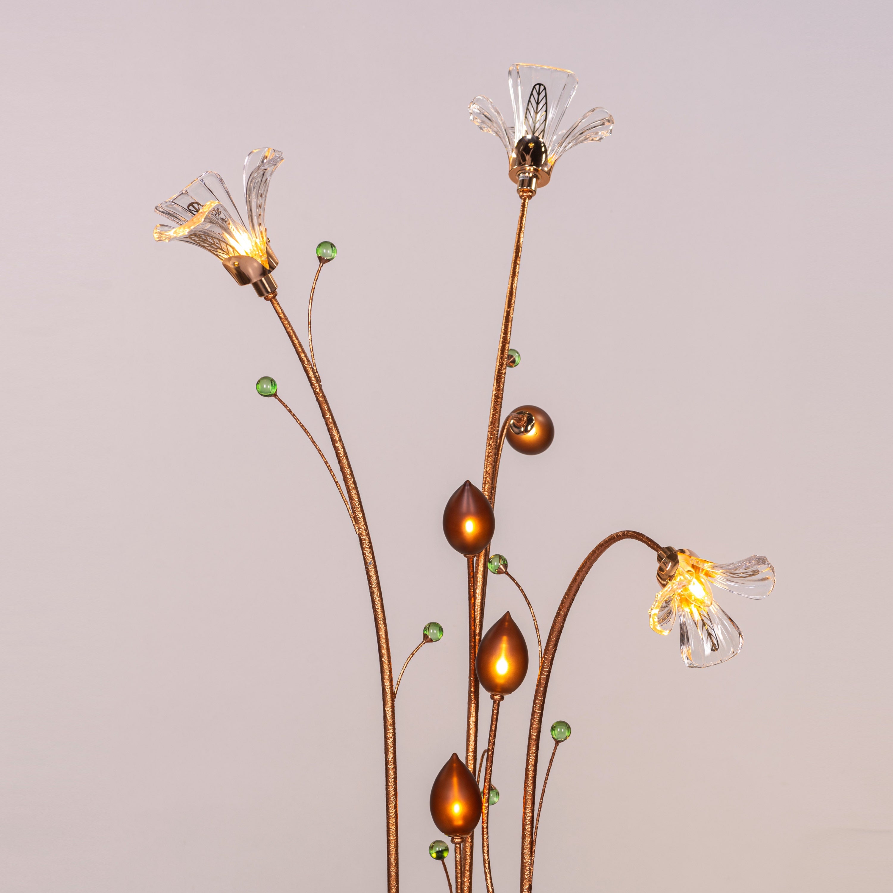 Harubana Whisper (Rose Gold, Clear Amber) Textured Glass Floor Lamp