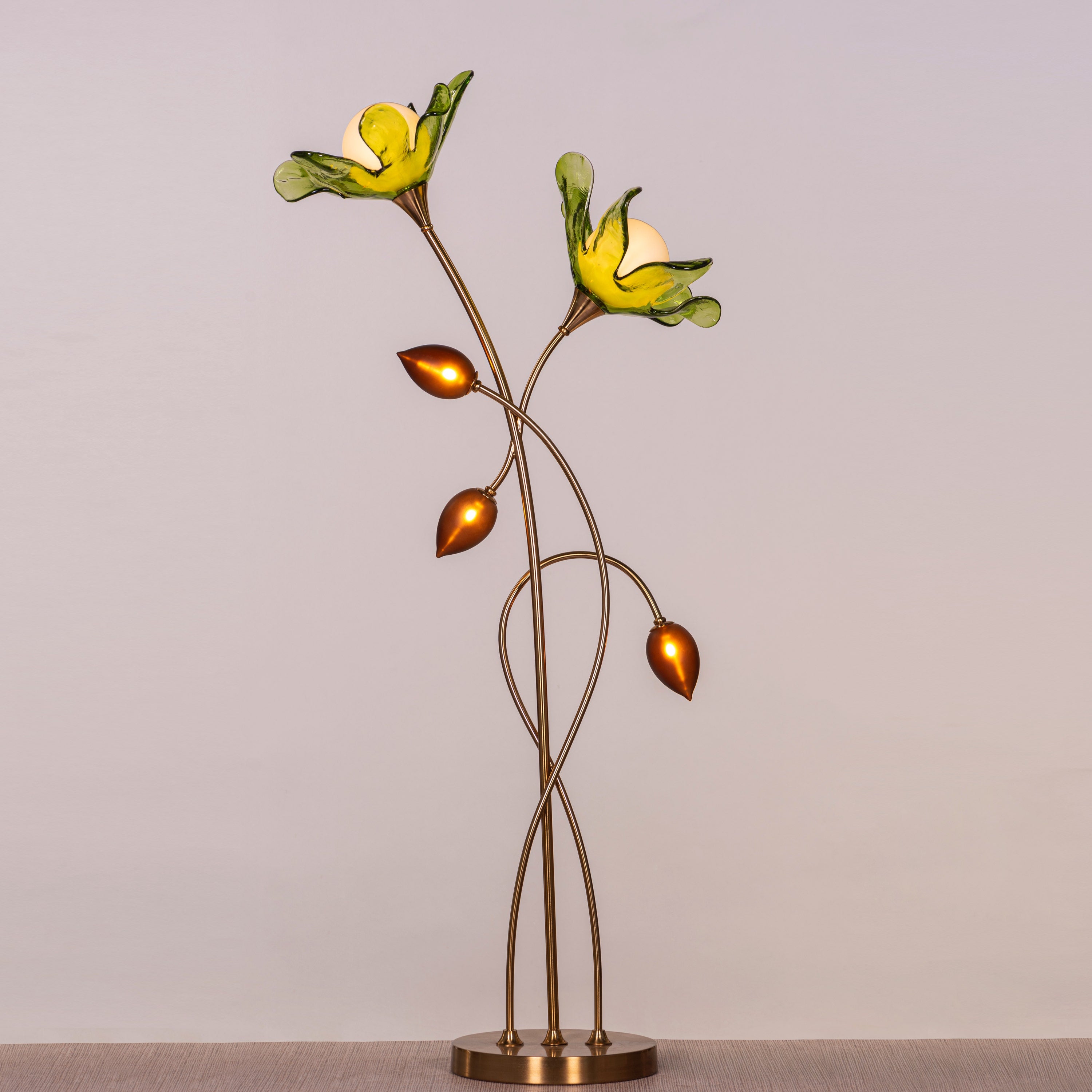 Midori Whisper (Gold, Green & Amber) Tinted Glass Floor Lamp