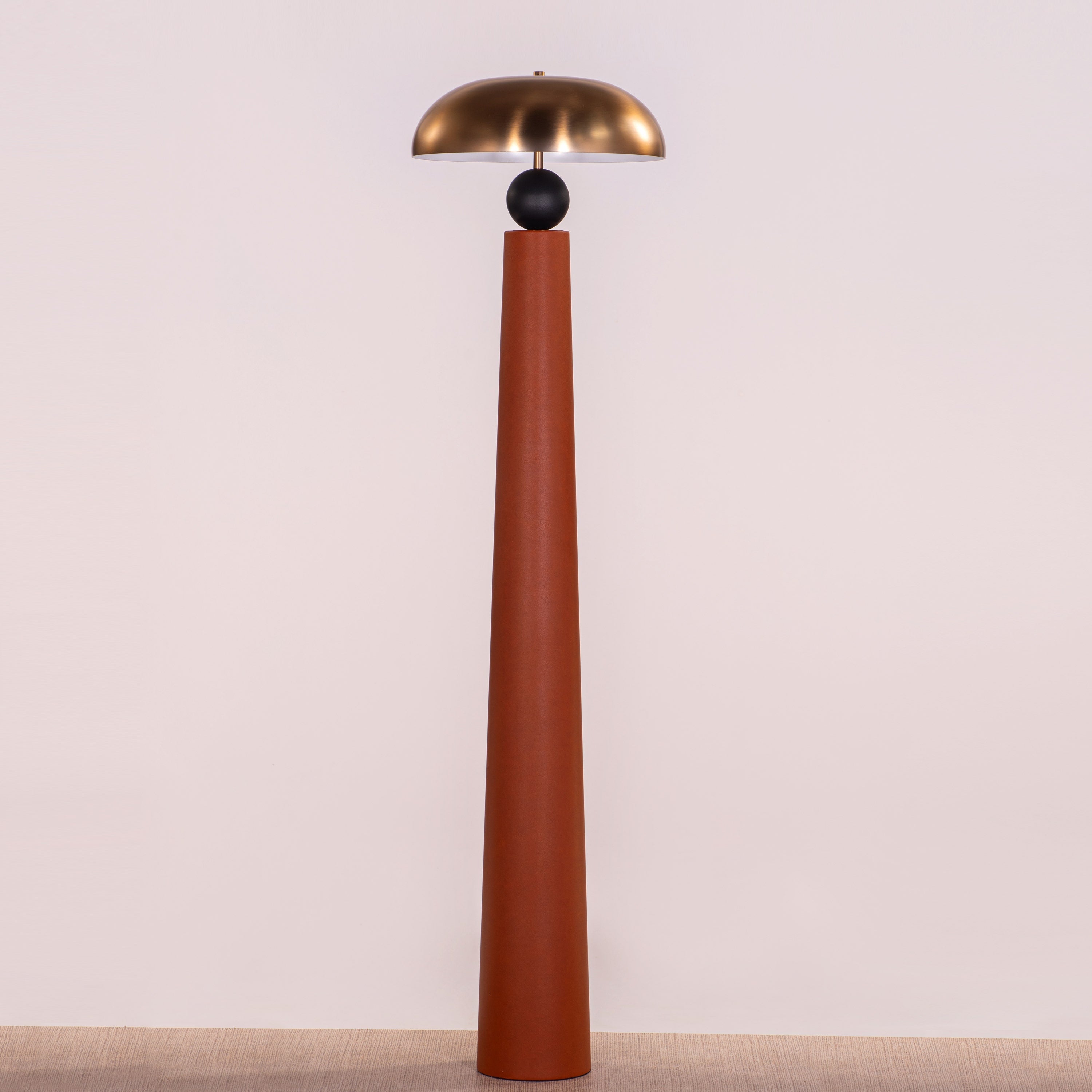 Gold Coast (Gold, Brown) Leather Floor Lamp