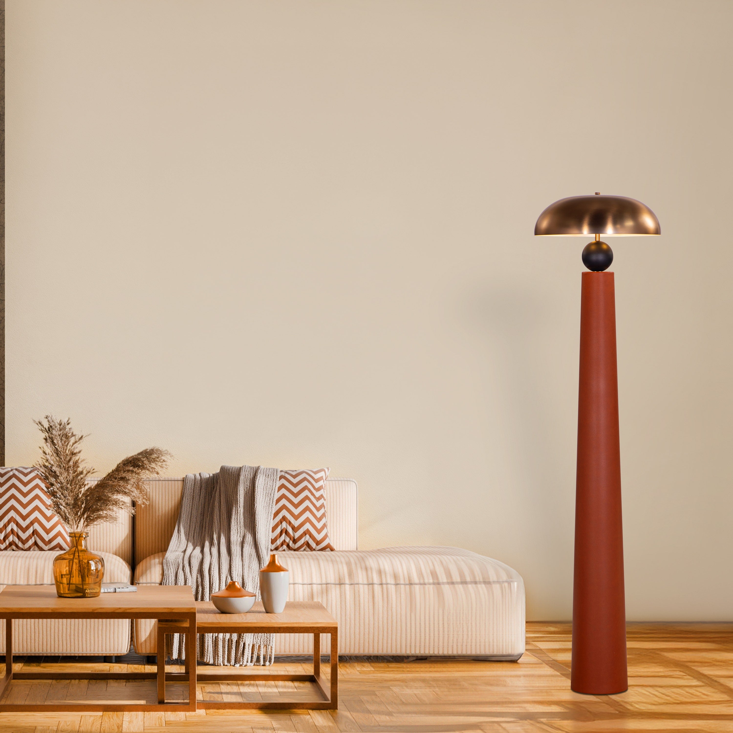 Gold Coast (Gold, Brown) Leather Floor Lamp