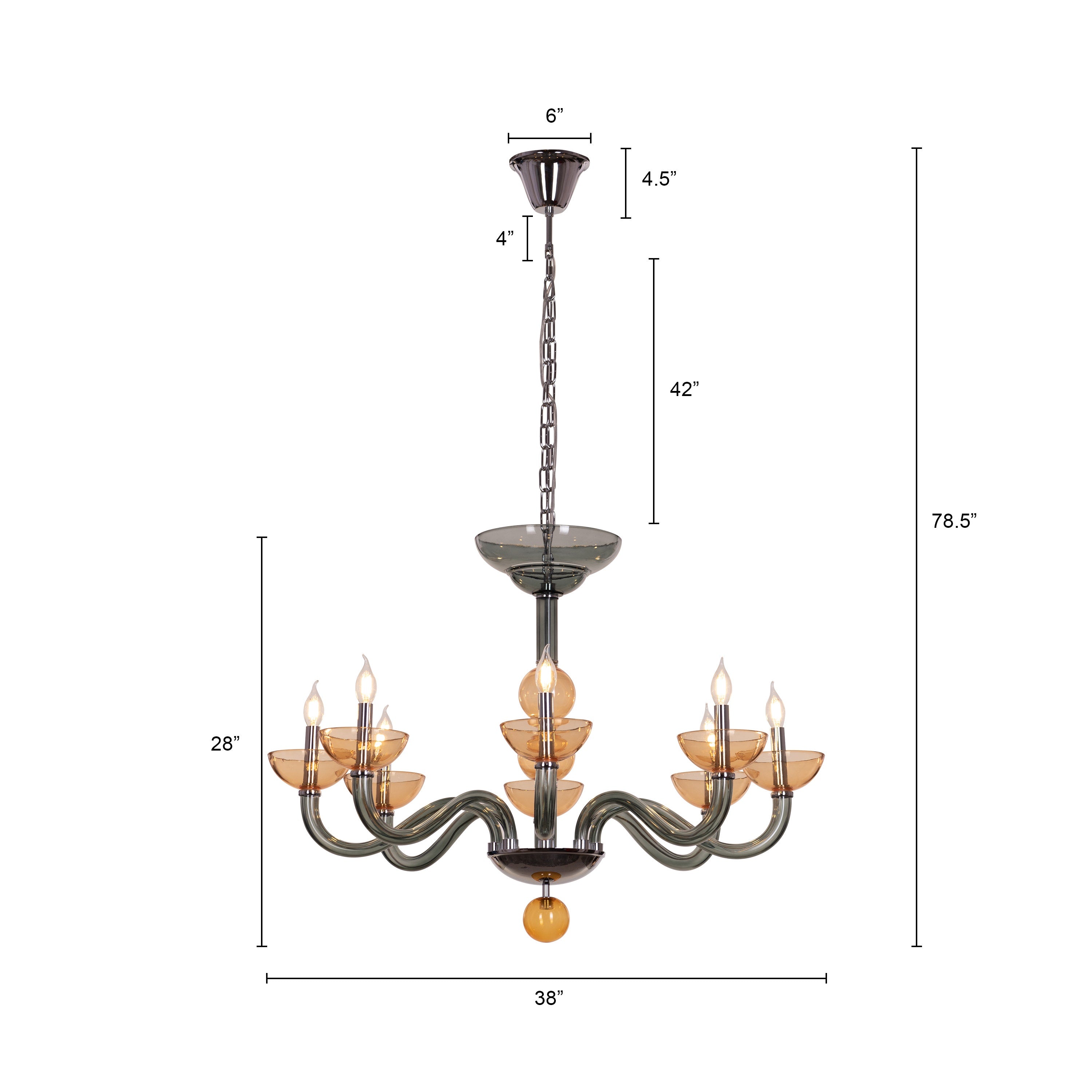 Steps Of Rome (Large, Green, Amber) Glass Chandelier