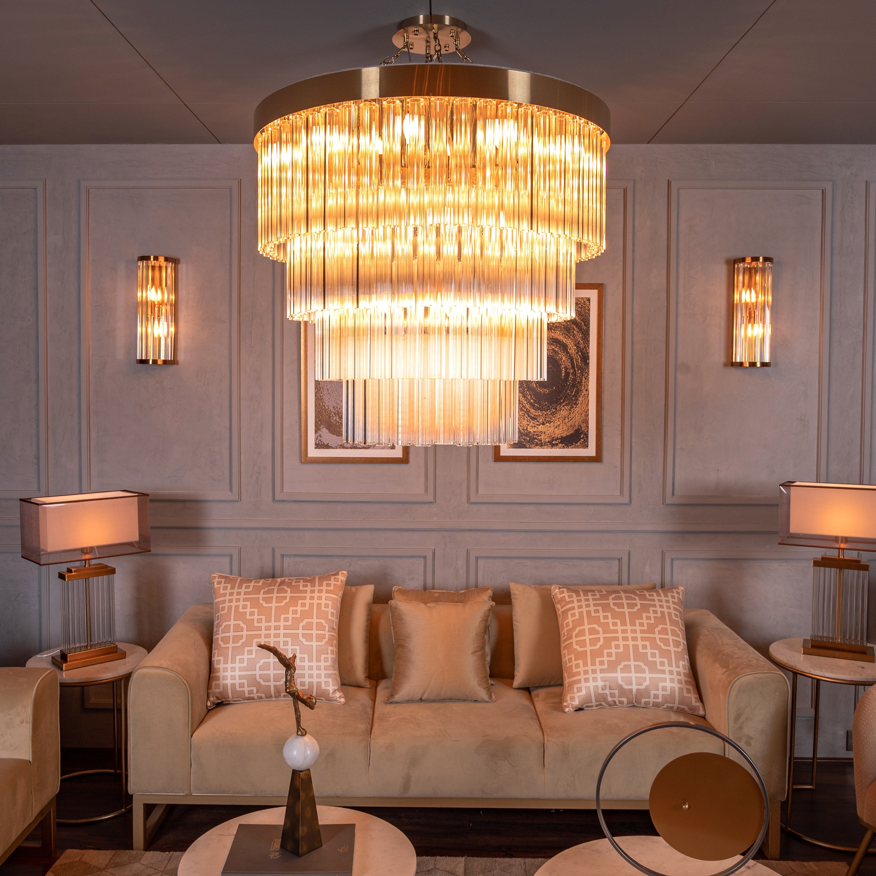 Red Carpet (Large, Round, Gold) Crystal Chandelier