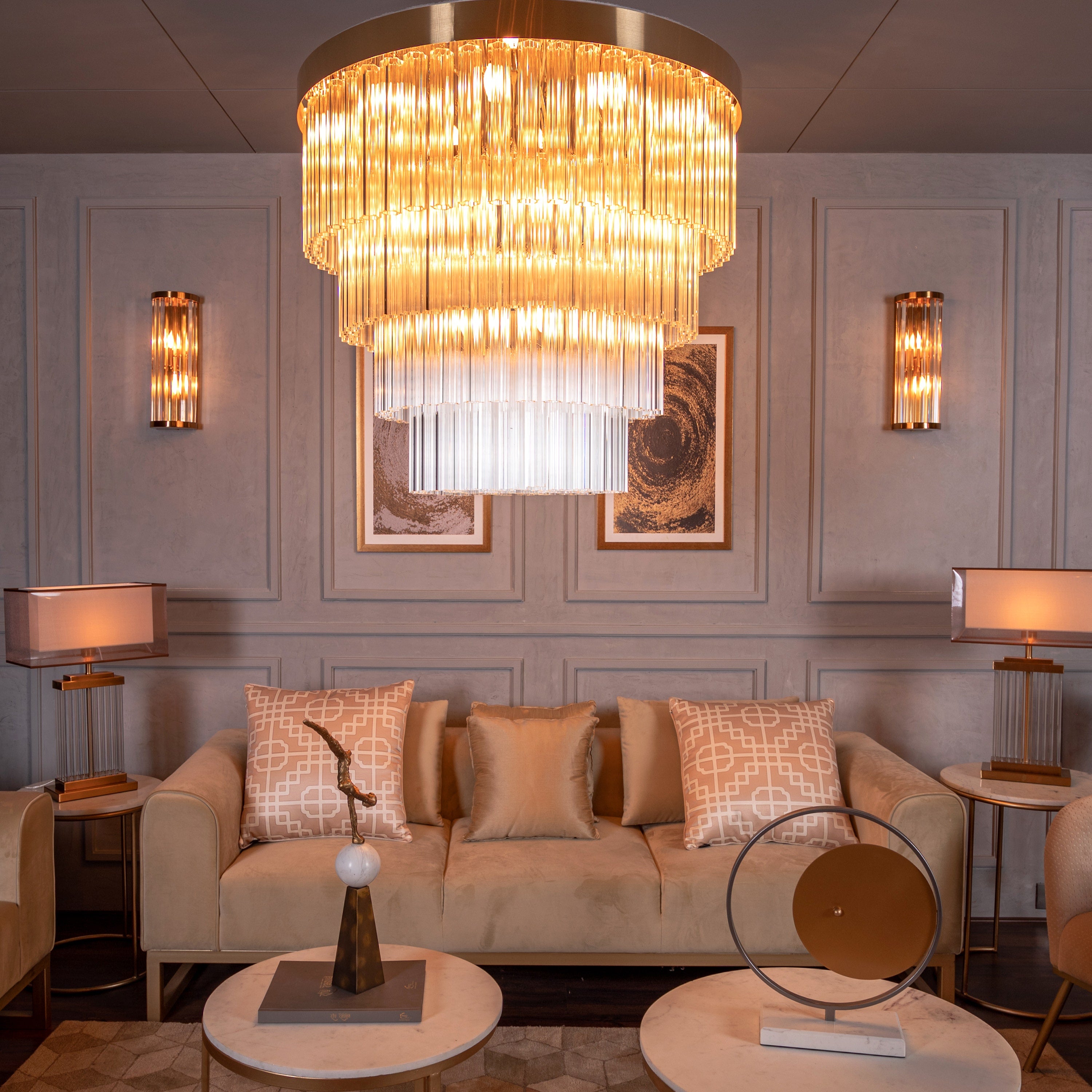 Red Carpet (Large, Round, Gold) Crystal Chandelier