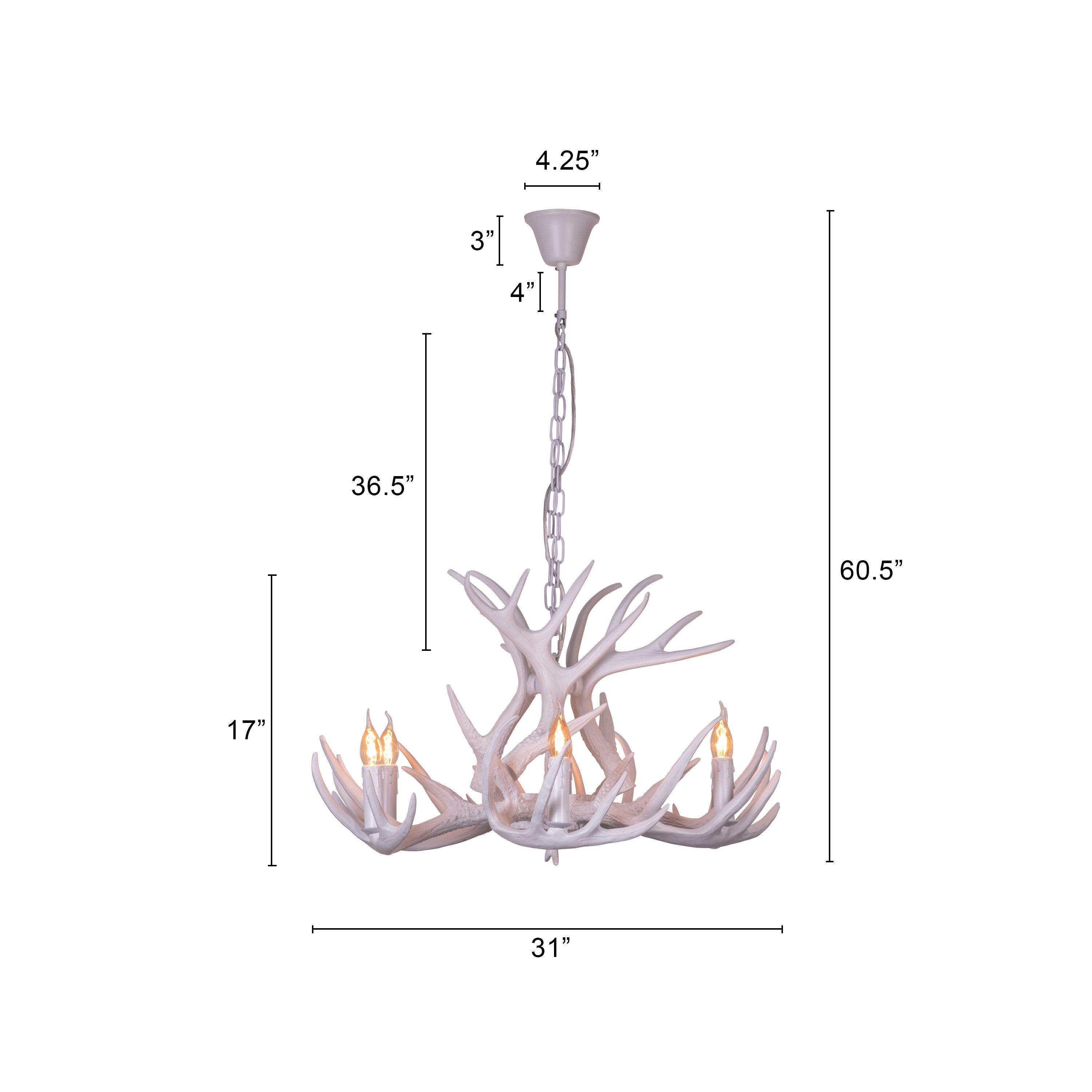 White Christmas Antler Chandelier