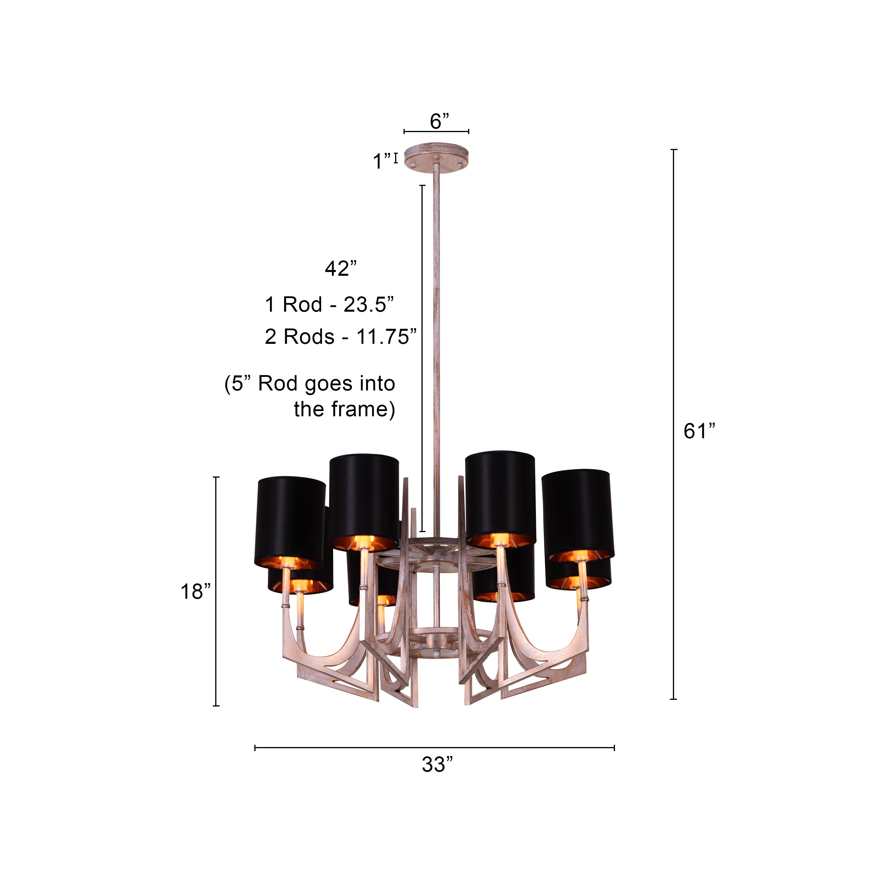Calm In Chaos (Large, Vintage Gold, Black) Chandelier