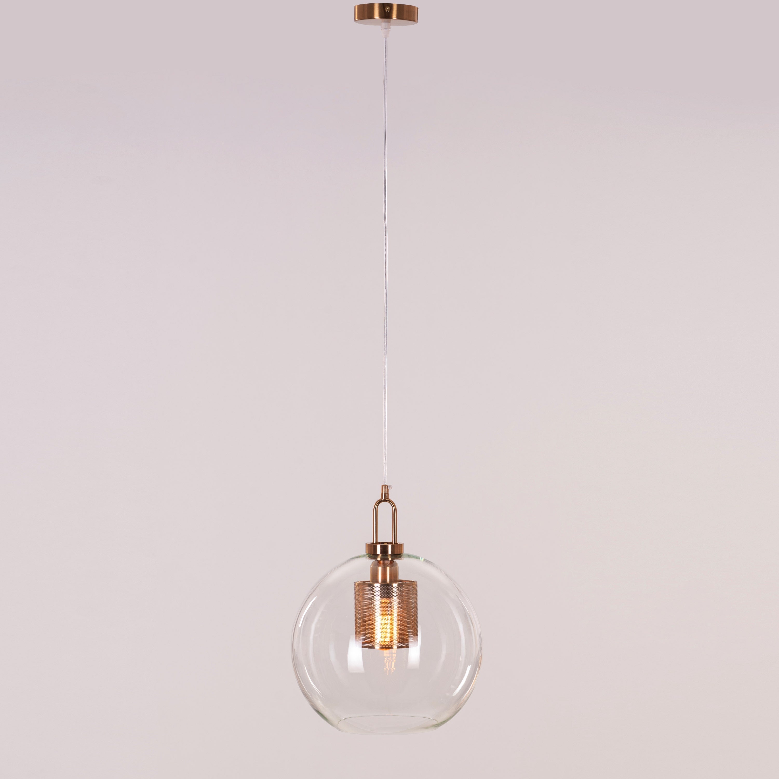 Good To Glow (Medium, Gold) Clear Glass Round Pendant Light