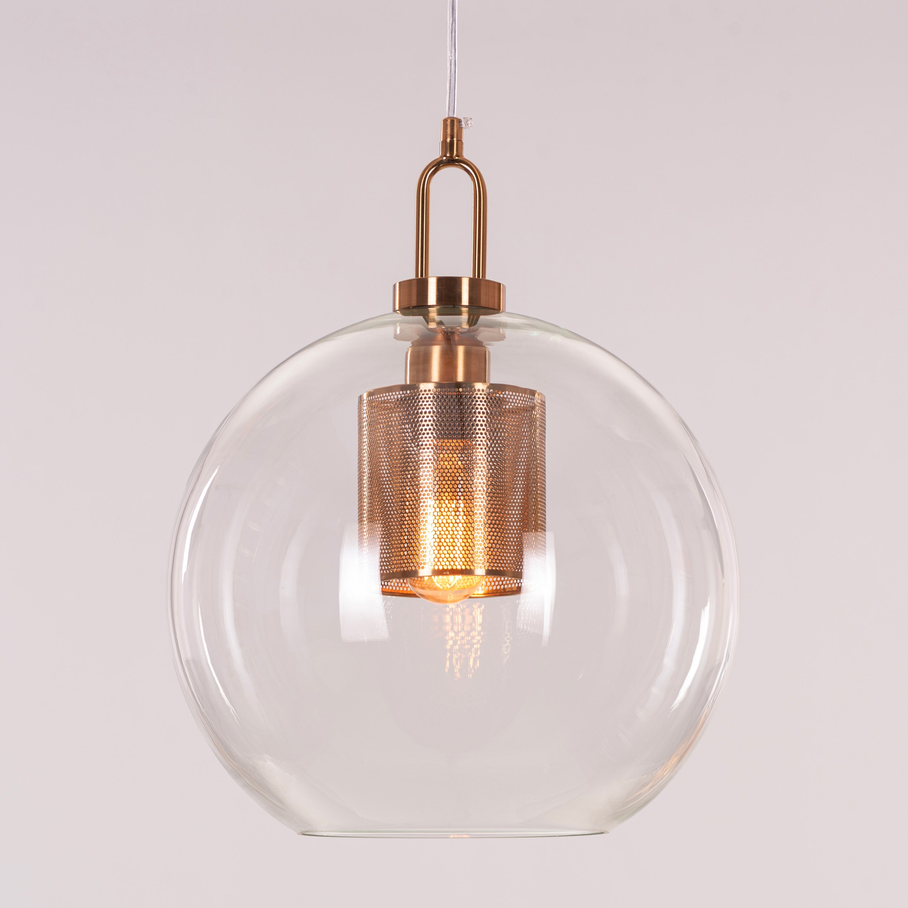 Good To Glow (Medium, Gold) Clear Glass Round Pendant Light