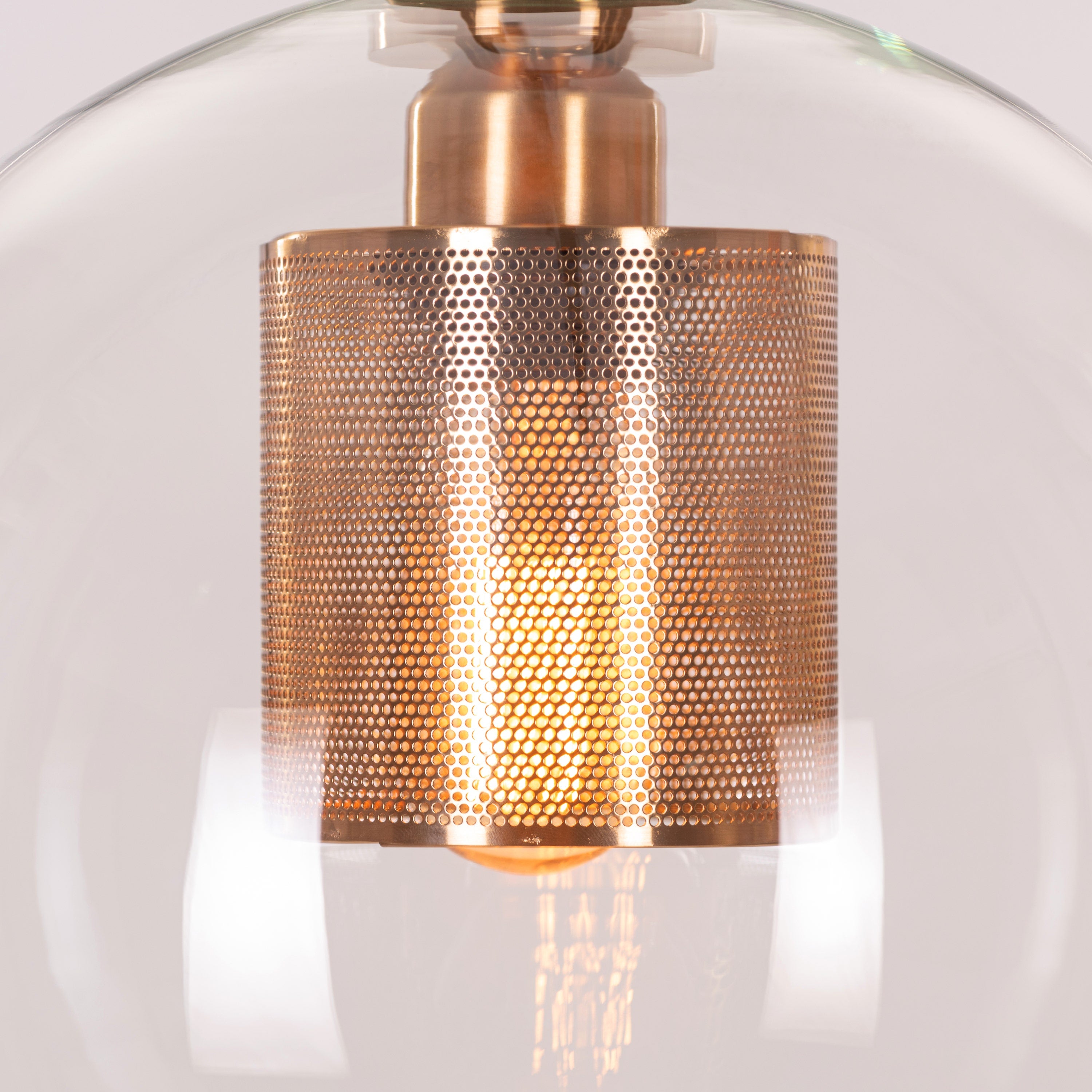 Good To Glow (Medium, Gold) Clear Glass Round Pendant Light