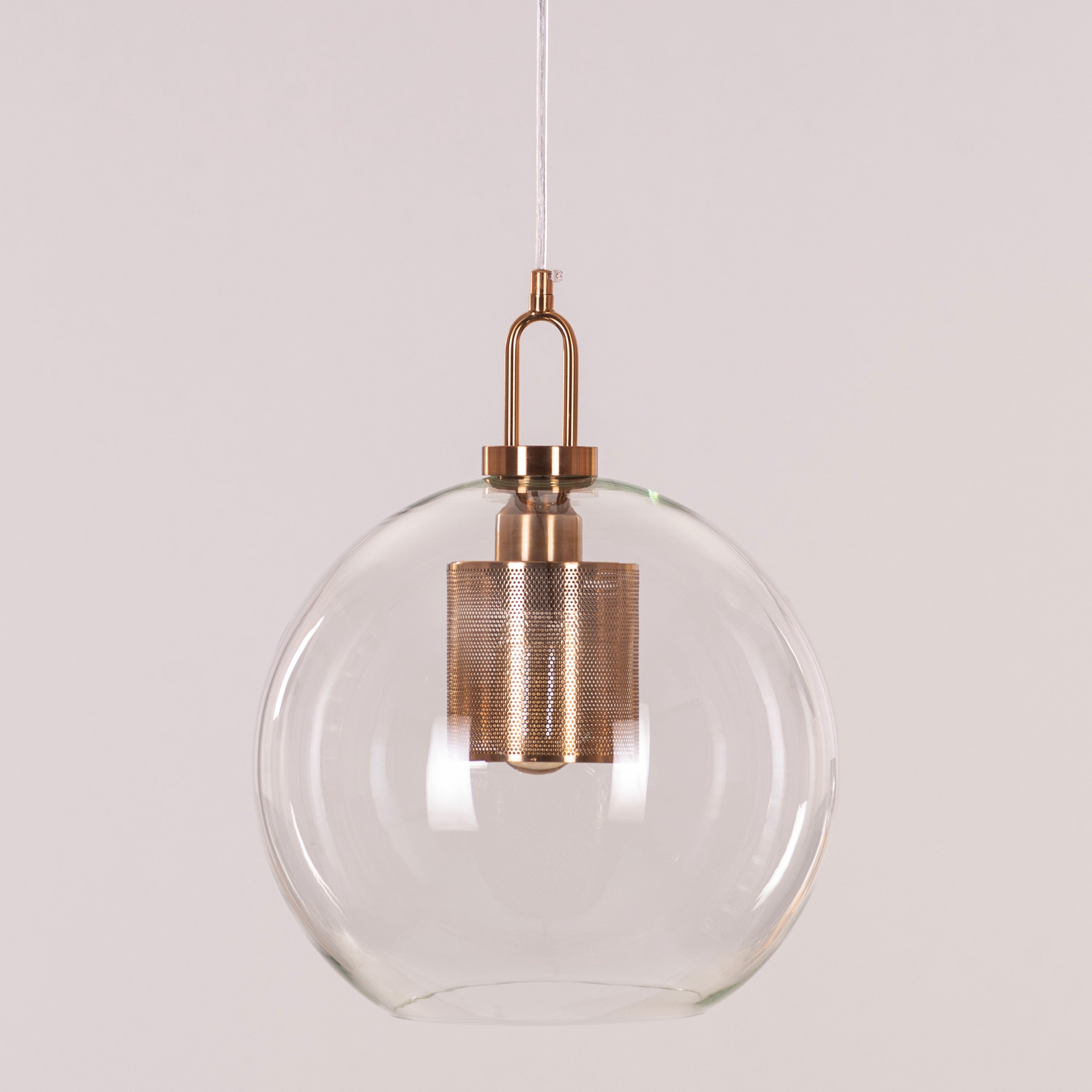 Good To Glow (Medium, Gold) Clear Glass Round Pendant Light