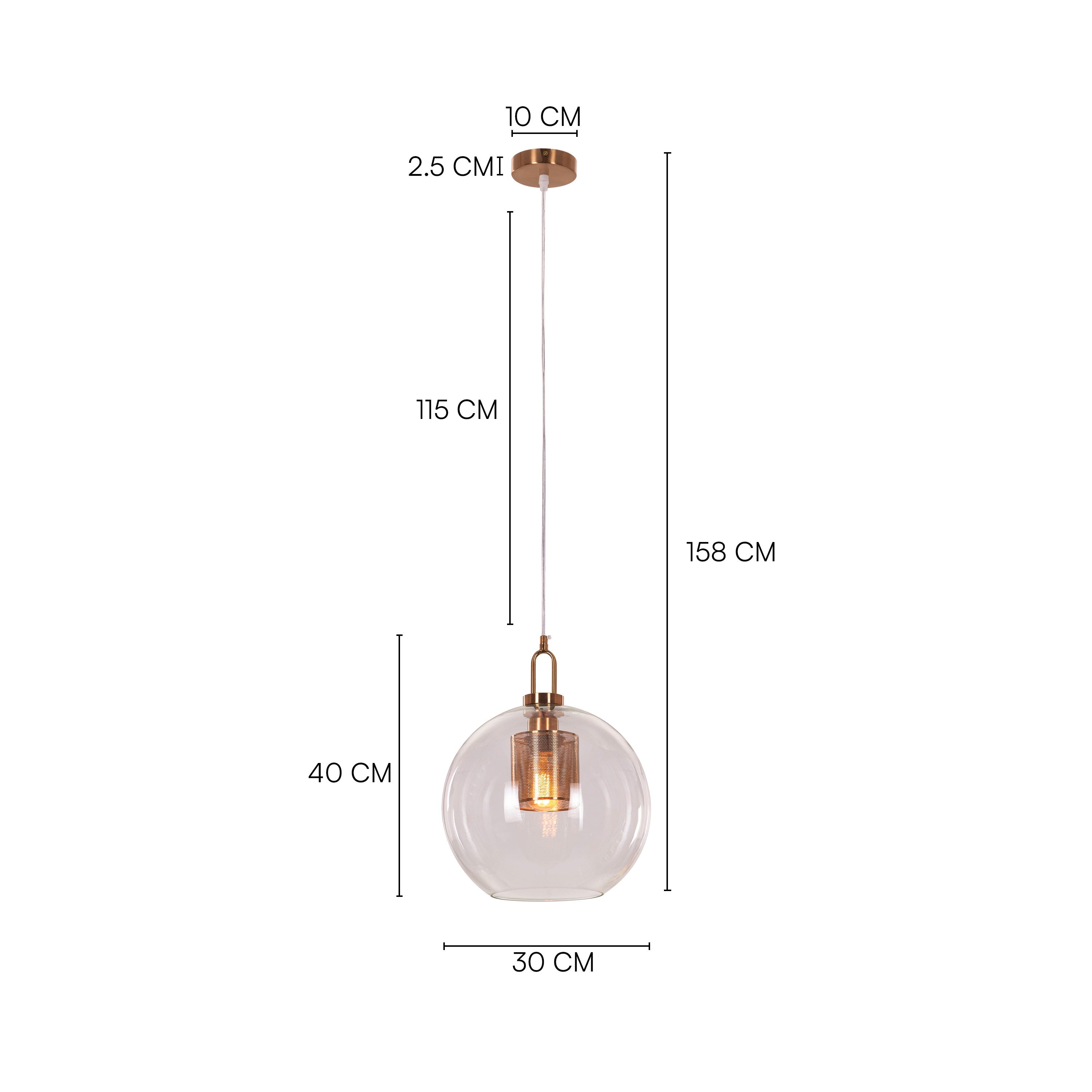 Good To Glow (Medium, Gold) Clear Glass Round Pendant Light