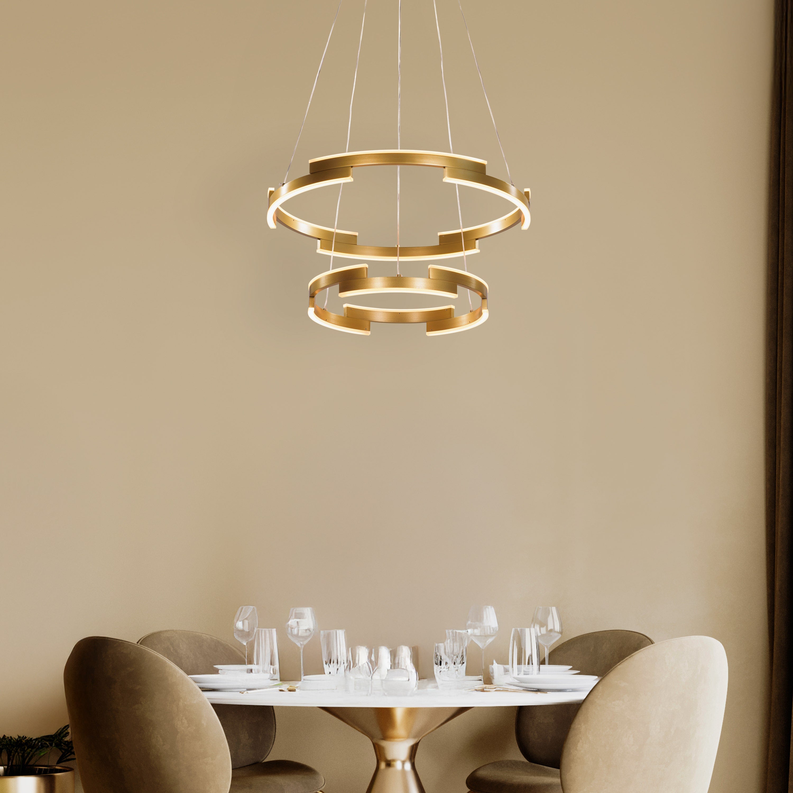 Bring A Friend (Medium, Gold, Dimmable LED with Remote Control) Chandelier
