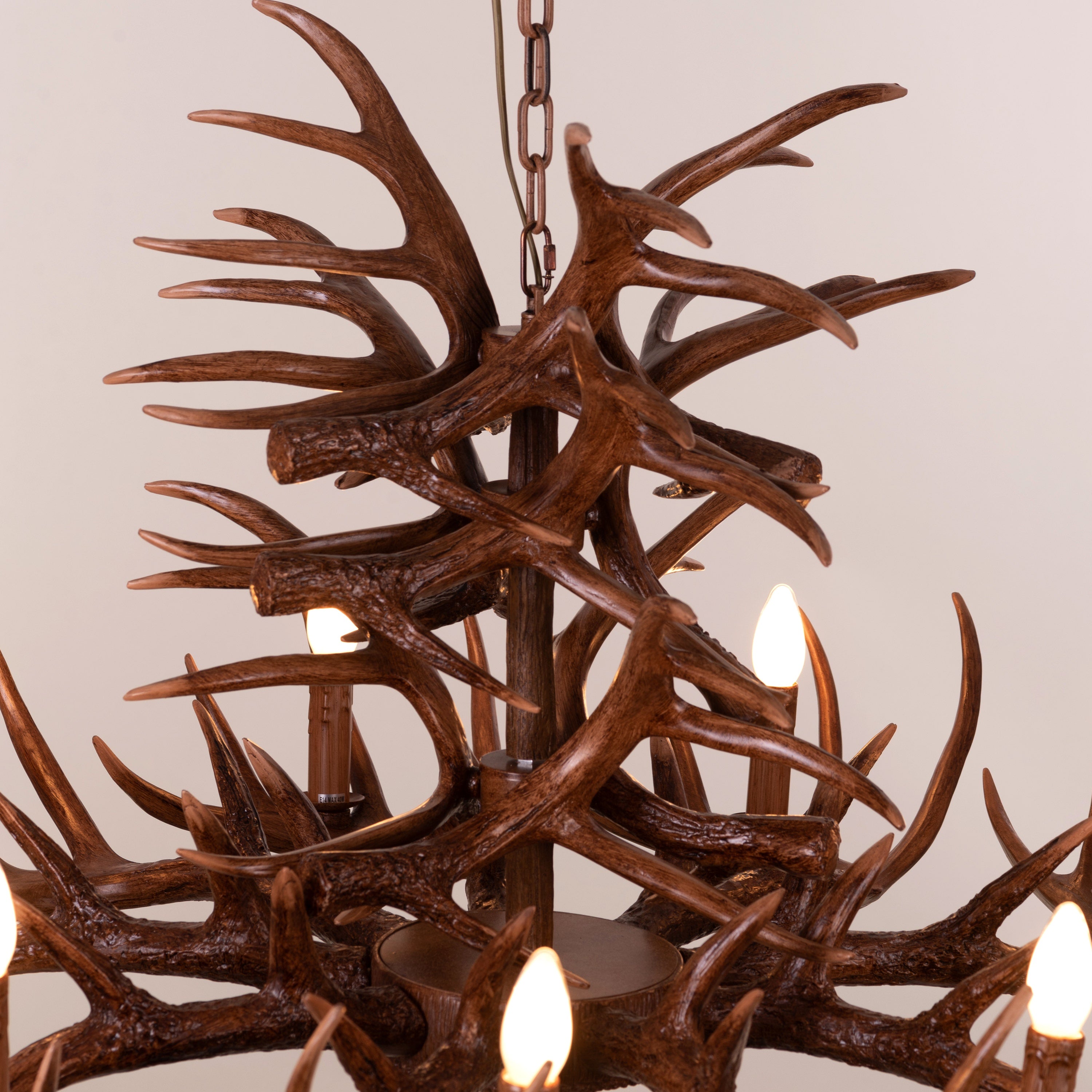 Ski Apres (Large, Brown) Antler Chandelier
