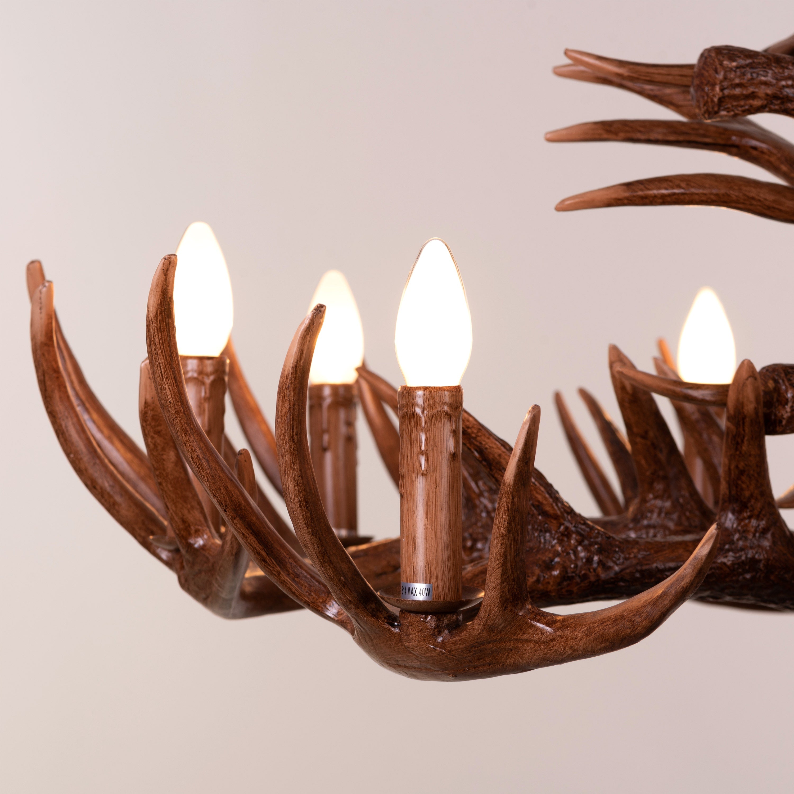 Ski Apres (Large, Brown) Antler Chandelier