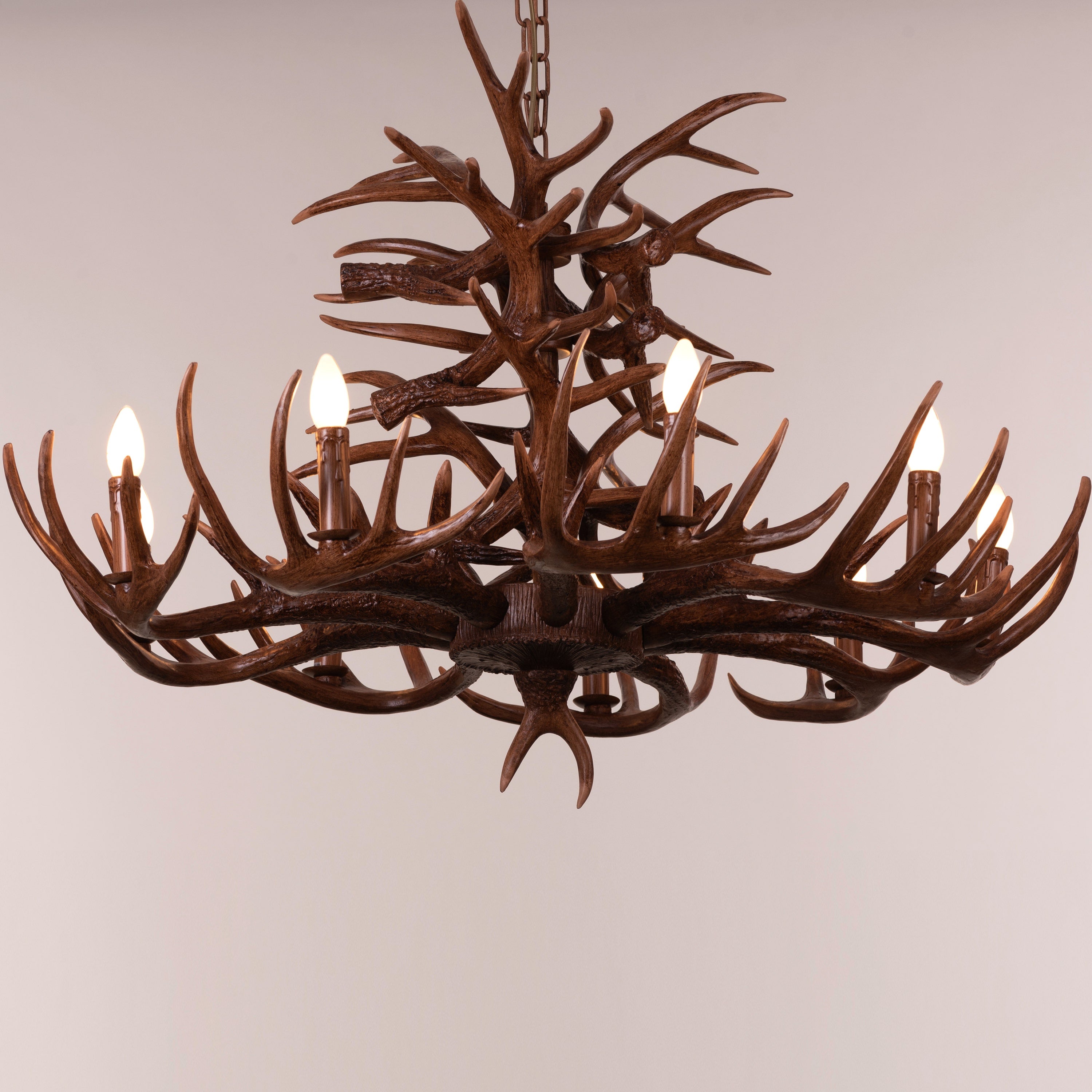 Ski Apres (Large, Brown) Antler Chandelier