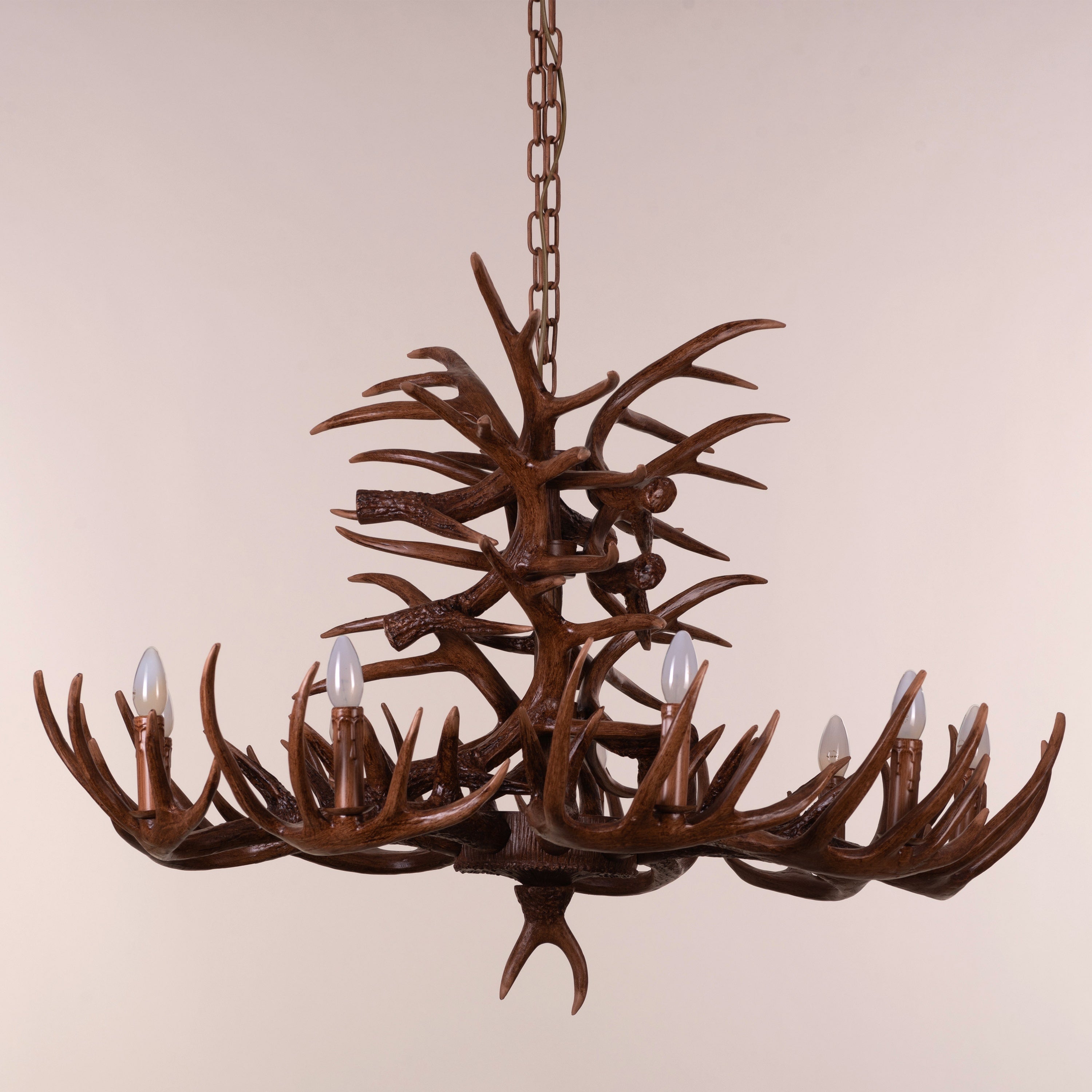 Ski Apres (Large, Brown) Antler Chandelier