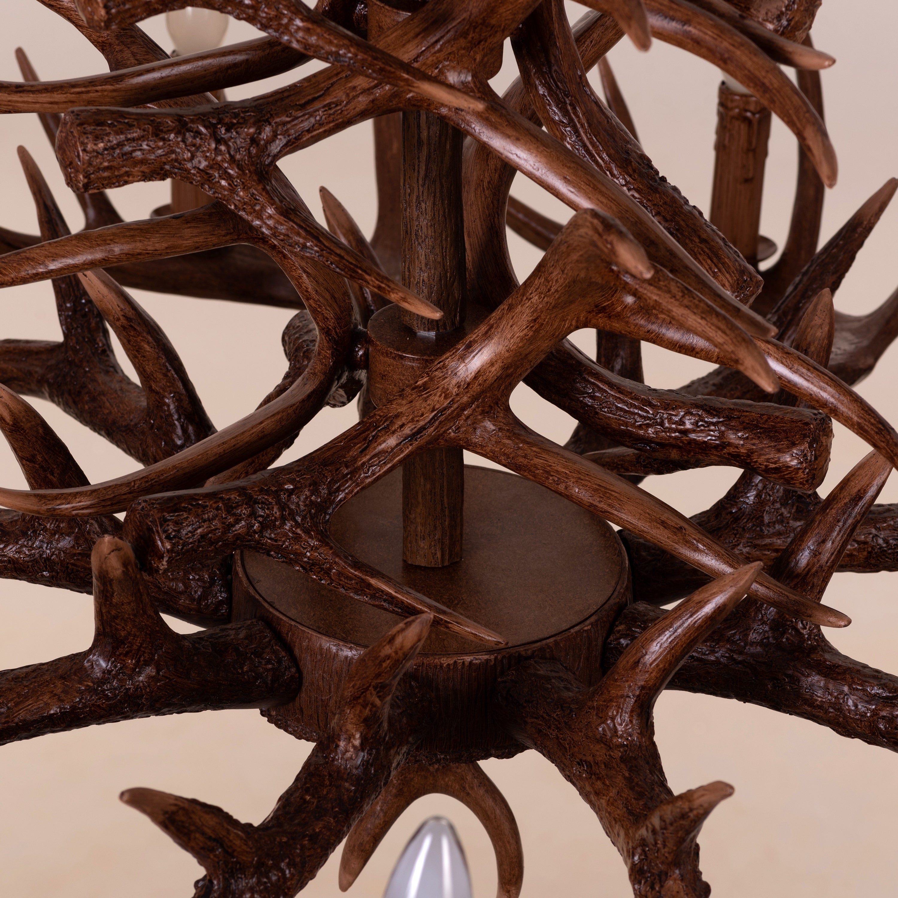 Ski Apres (Large, Brown) Antler Chandelier