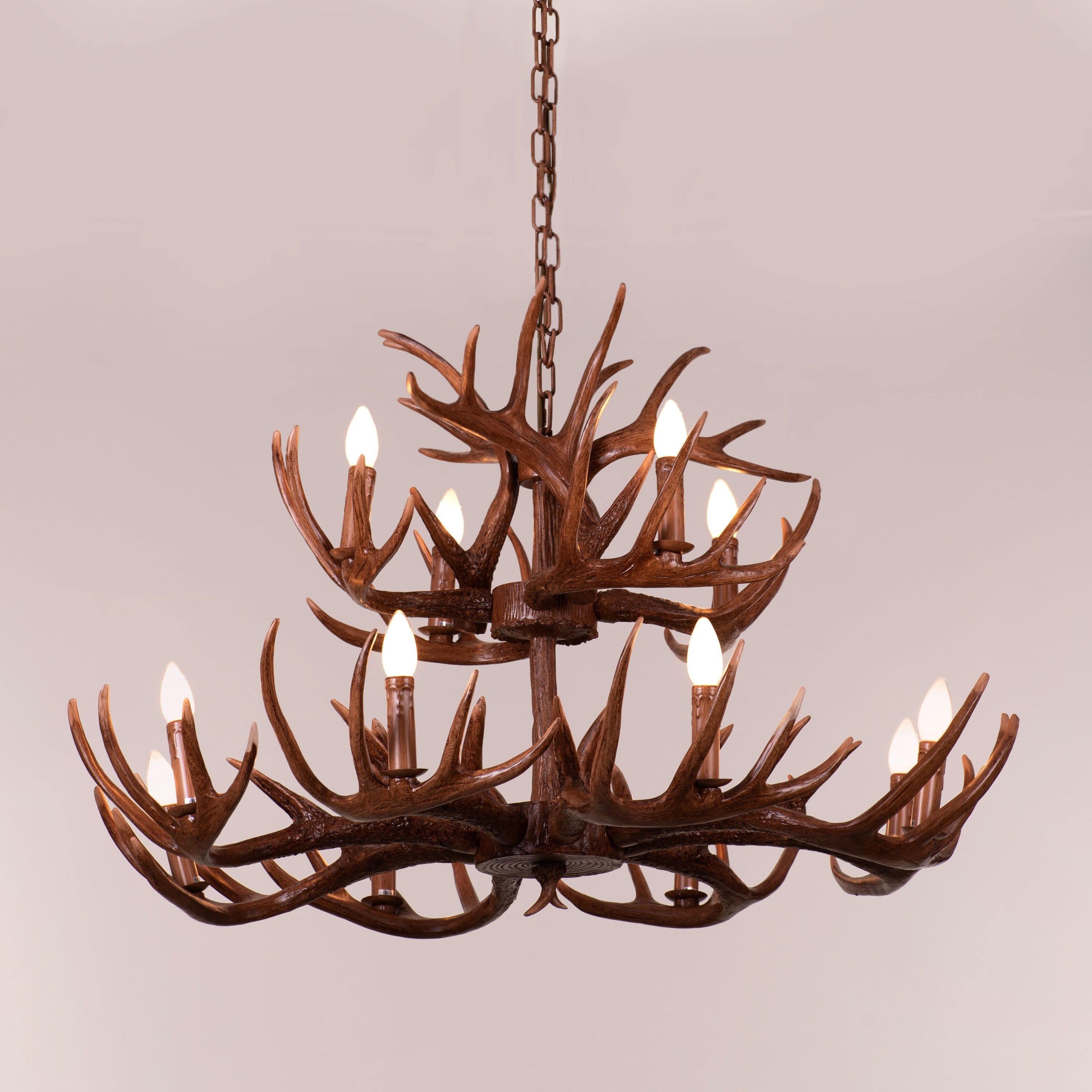 Ski Season (Large, Brown) Antler Chandelier