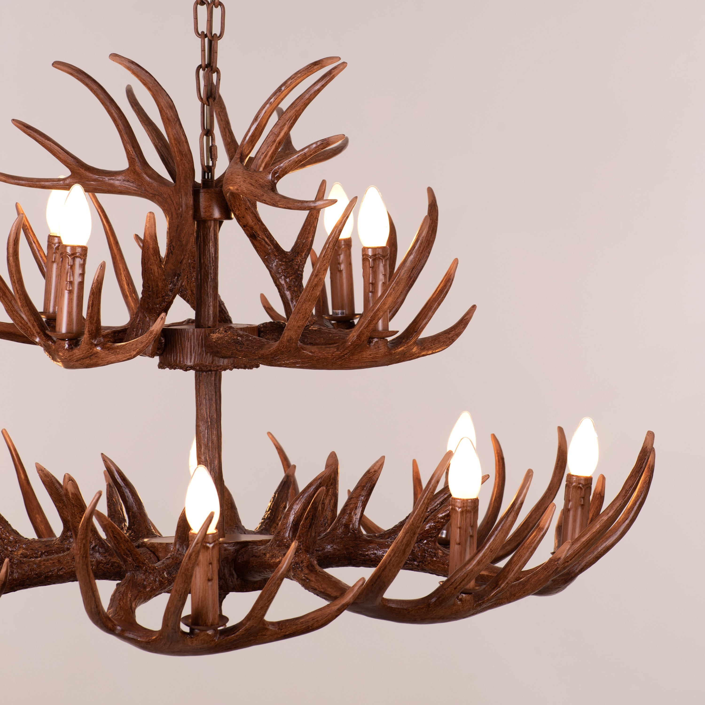 Ski Season (Large, Brown) Antler Chandelier