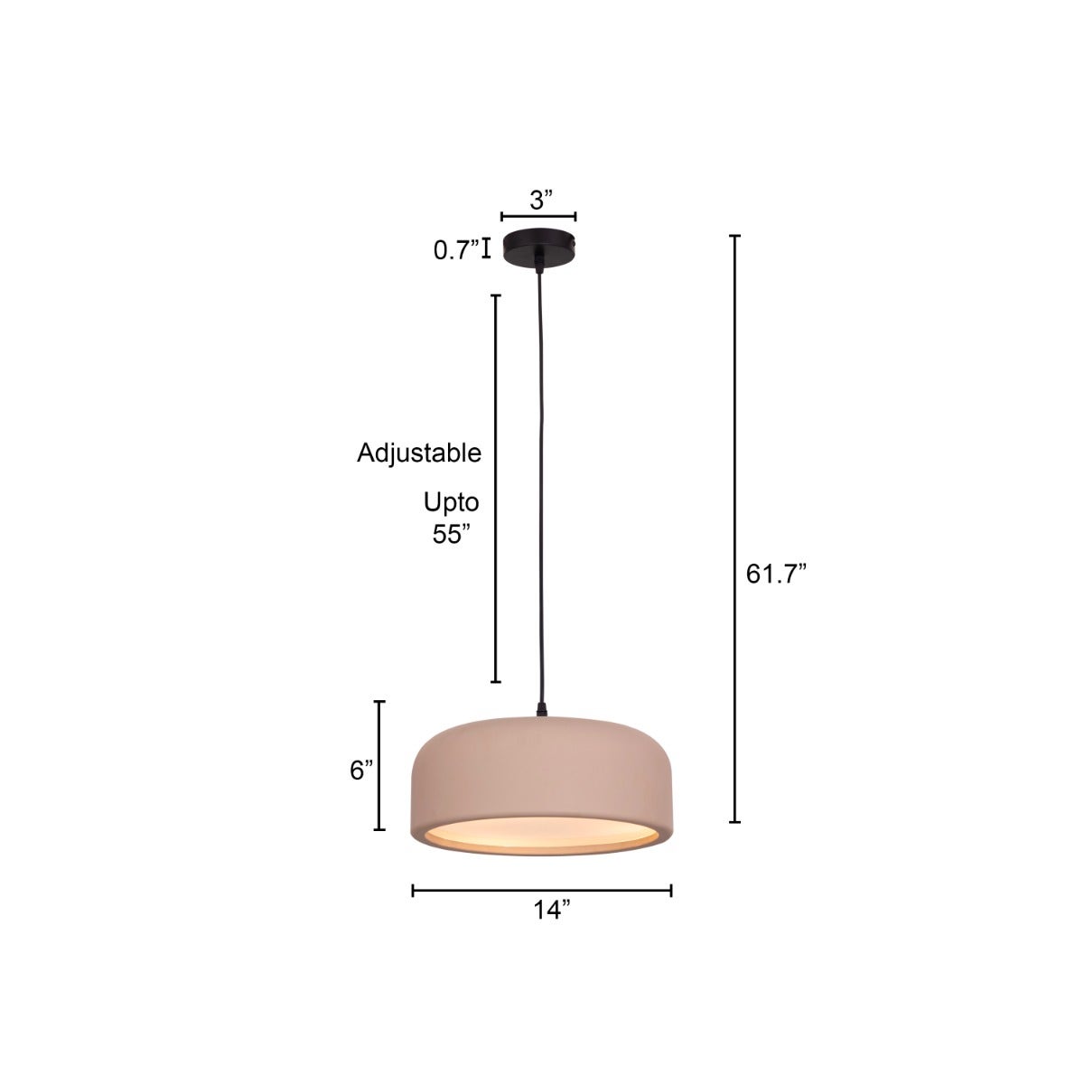 Artistic (14", Khakhi, Smart LED) Pendant Light (3 smart LED Bulbs Included)