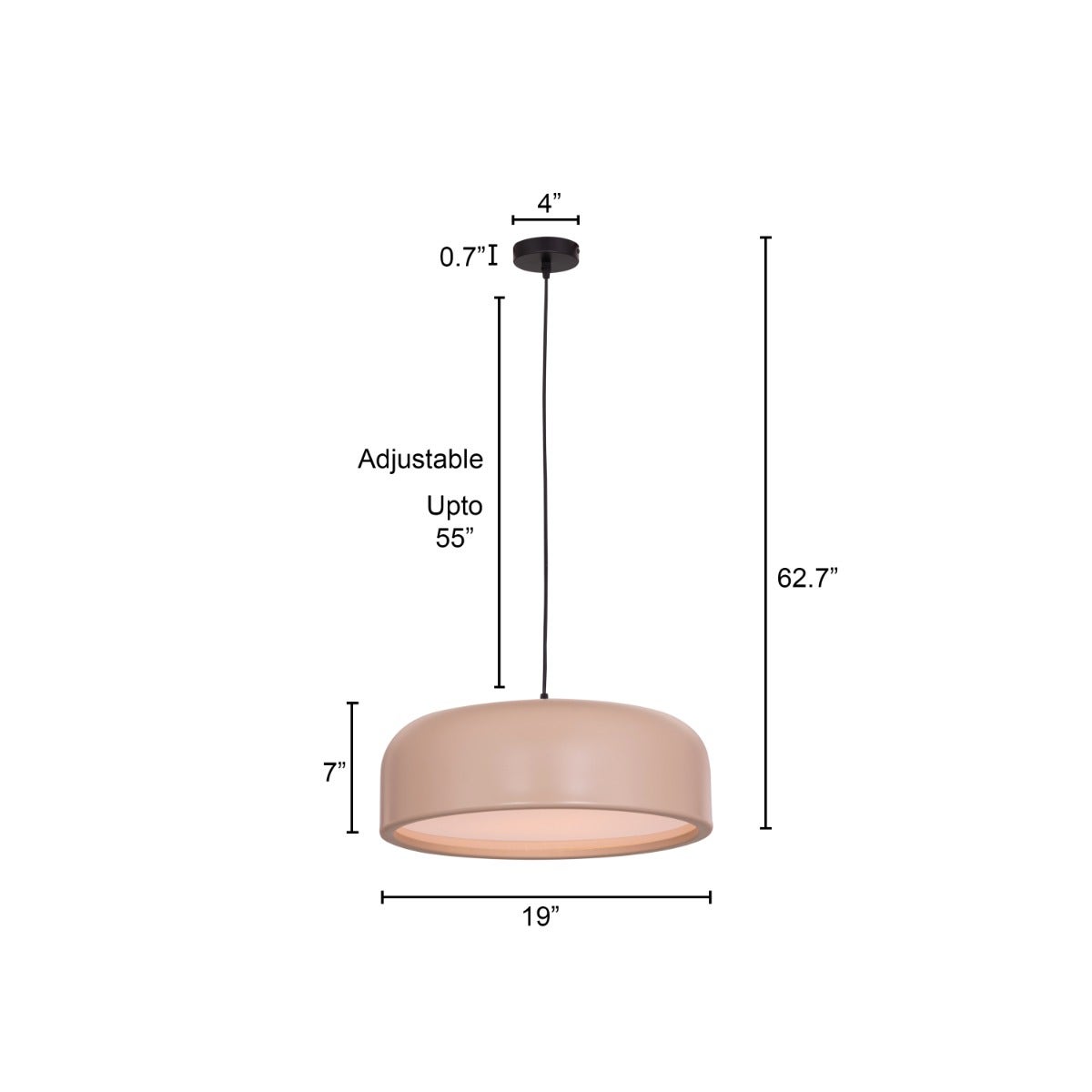 Artistic (19", Khaki, Smart LED) Pendant Light (3 smart LED Bulbs Included)