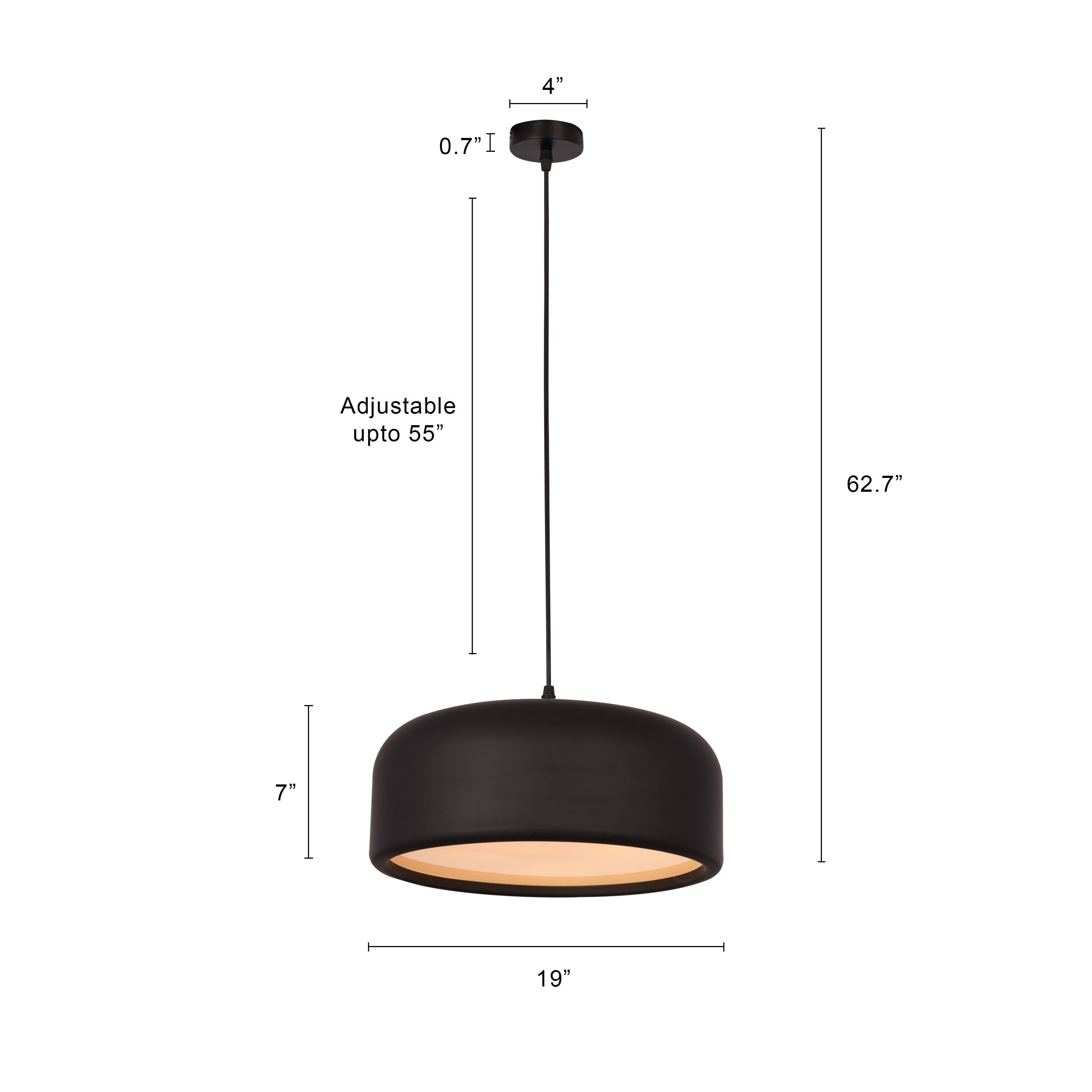 Artistic (19", Black, Smart LED) Pendant Light (3 Smart LED Bulbs Included)