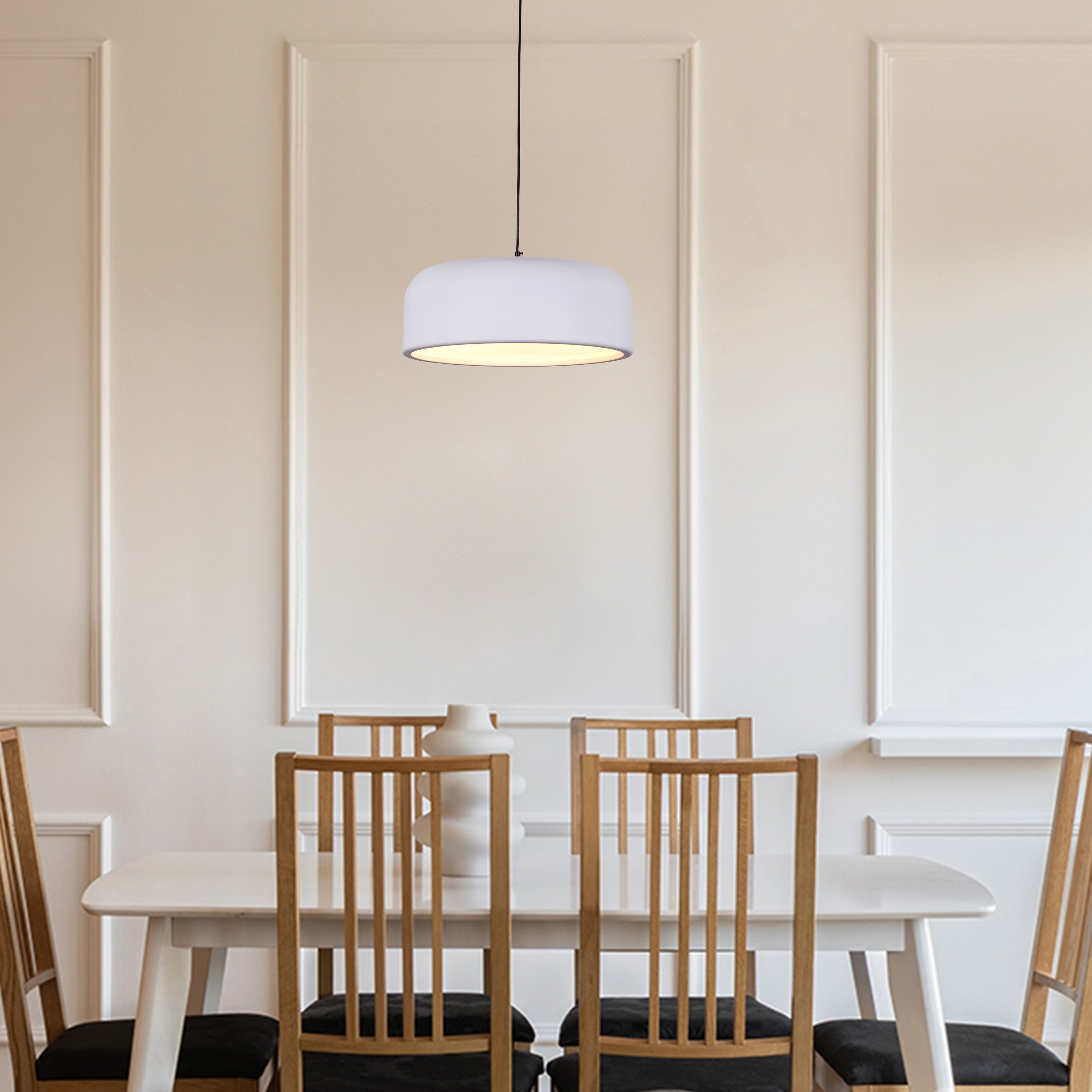 Artistic (19", White, Smart LED) Pendant Light (3 Smart LED Bulbs Included)