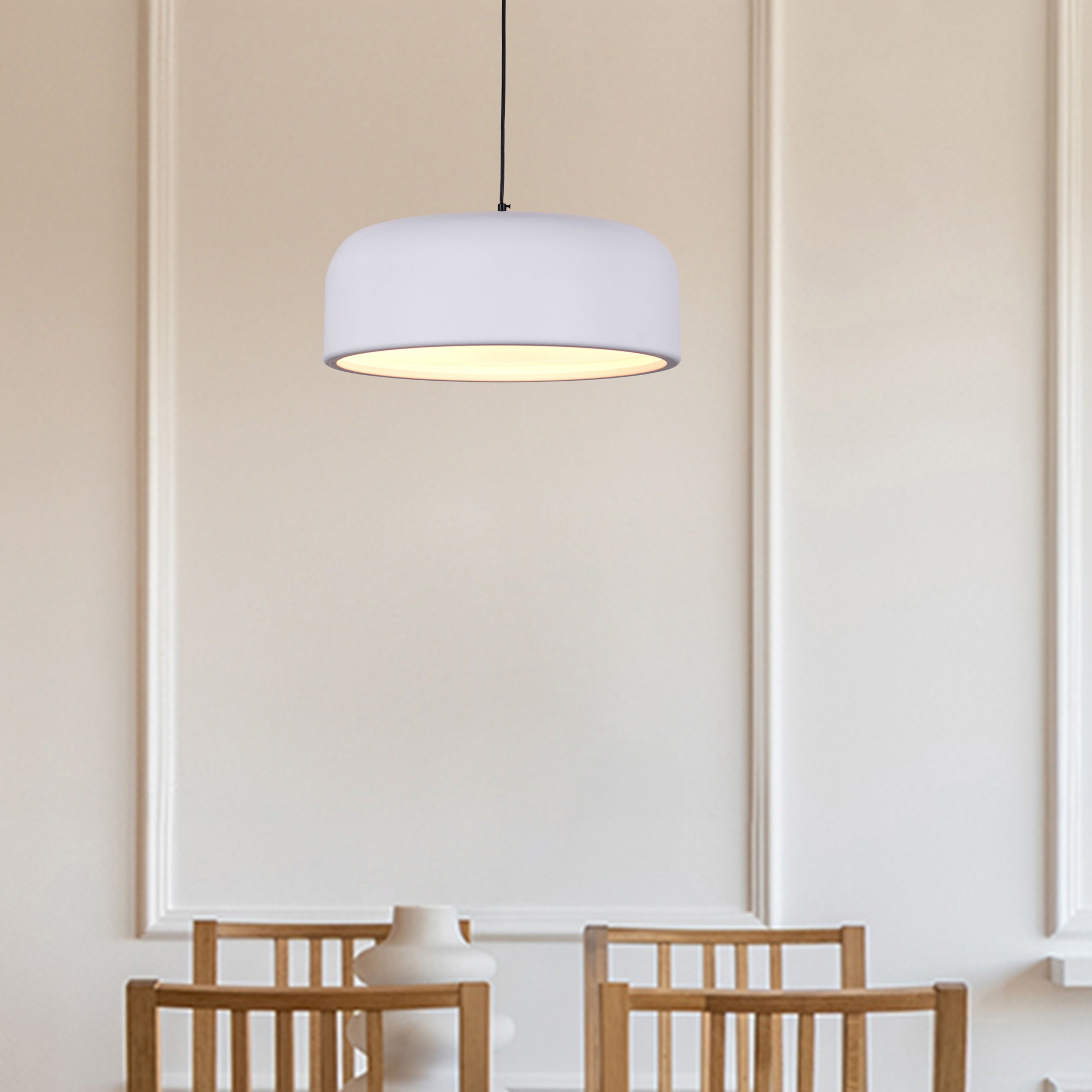 Artistic (19", White, Smart LED) Pendant Light (3 Smart LED Bulbs Included)