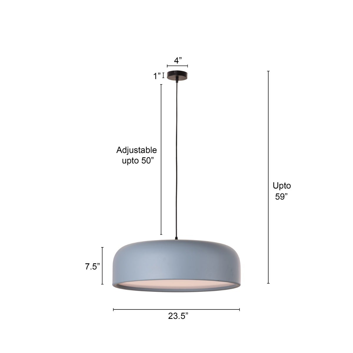 Artistic (24", Grey, Smart LED) Pendant Light (3 Smart LED Bulbs Included)