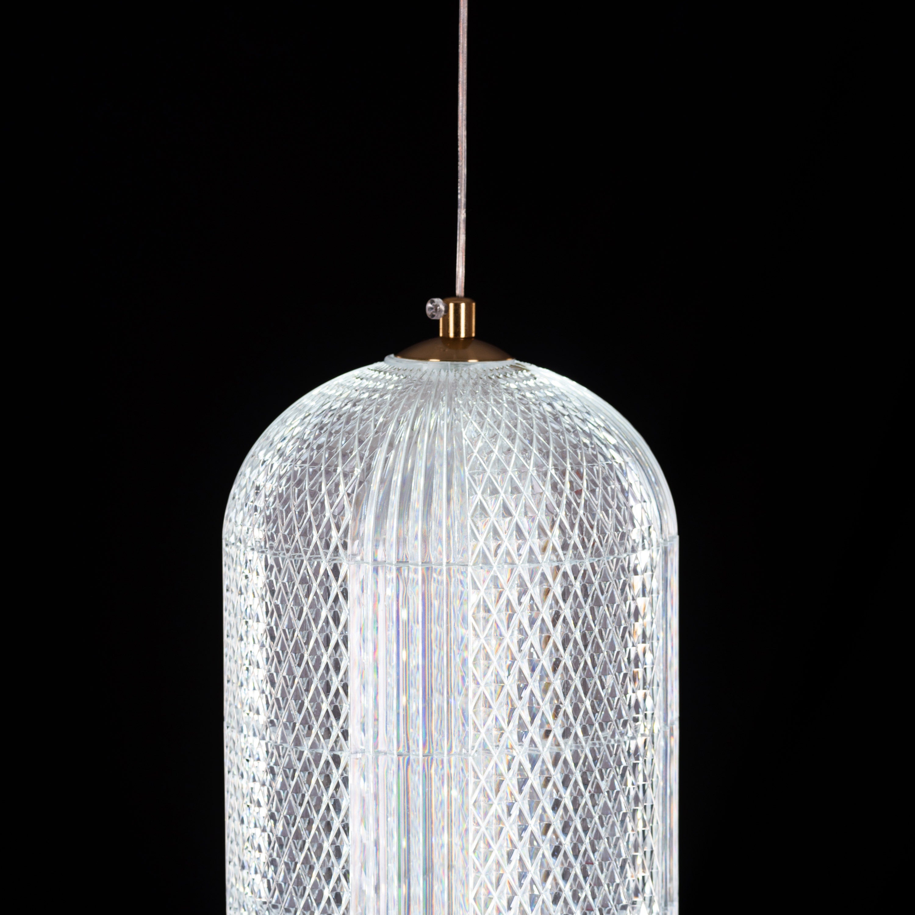Yellow Diamond (Medium, Dimmable LED with Remote Control) Acrylic Textured Pendant Light