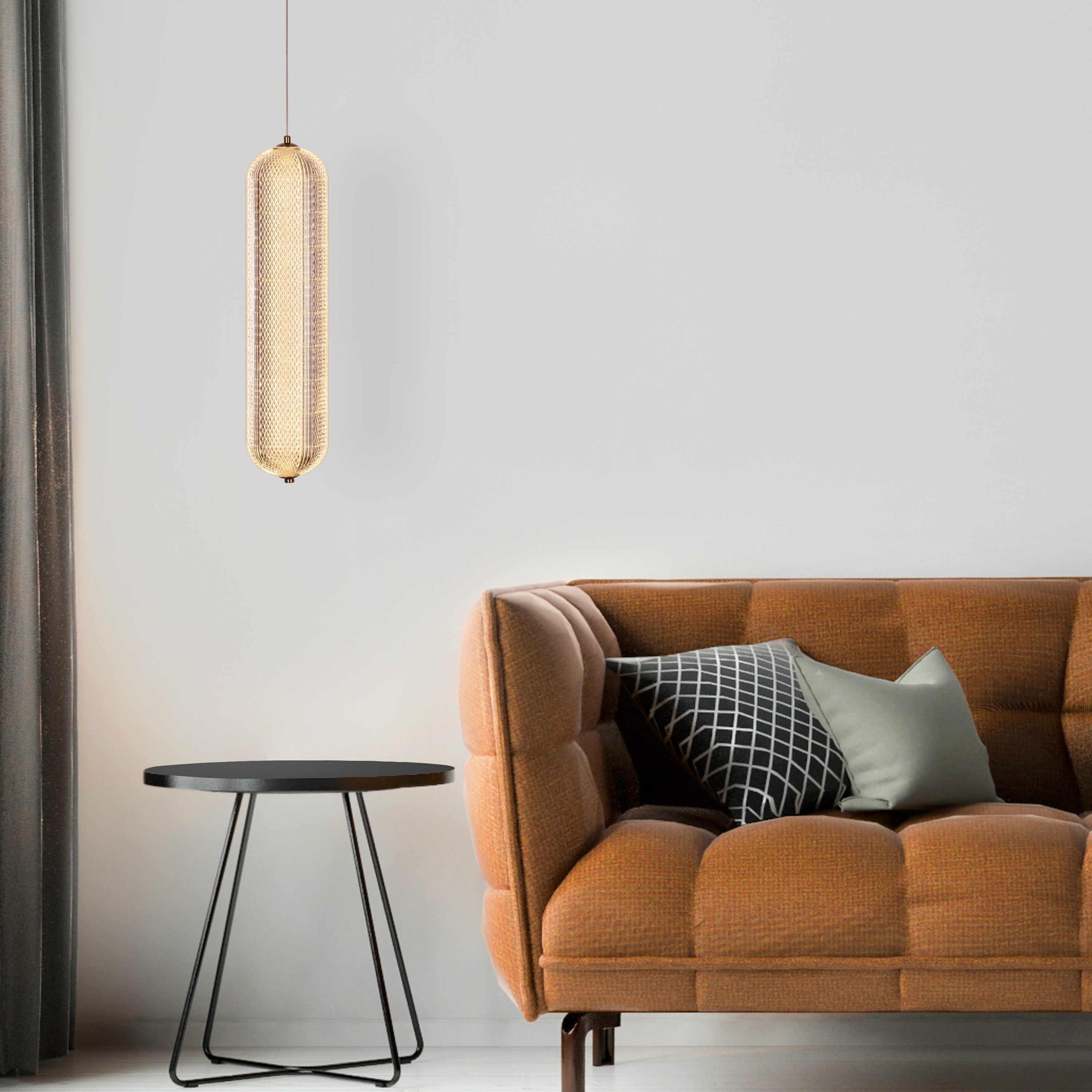 Yellow Diamond (Medium, Dimmable LED with Remote Control) Acrylic Textured Pendant Light