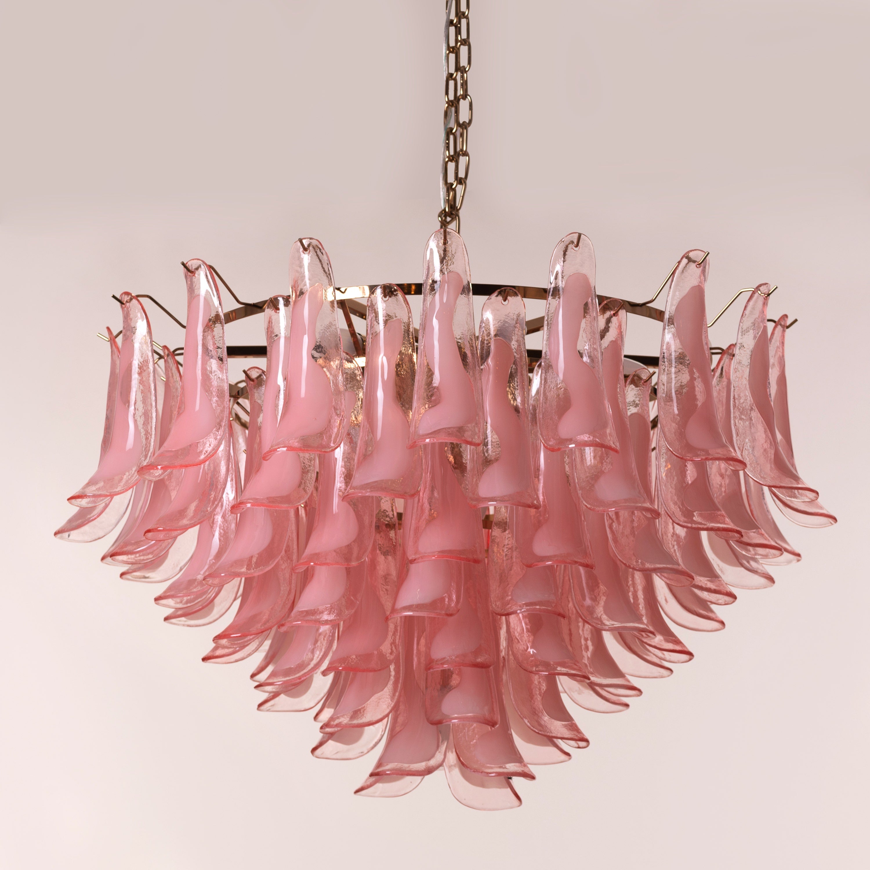Somewhere In Barcelona (Large, Pink, White) Tinted Glass Chandelier