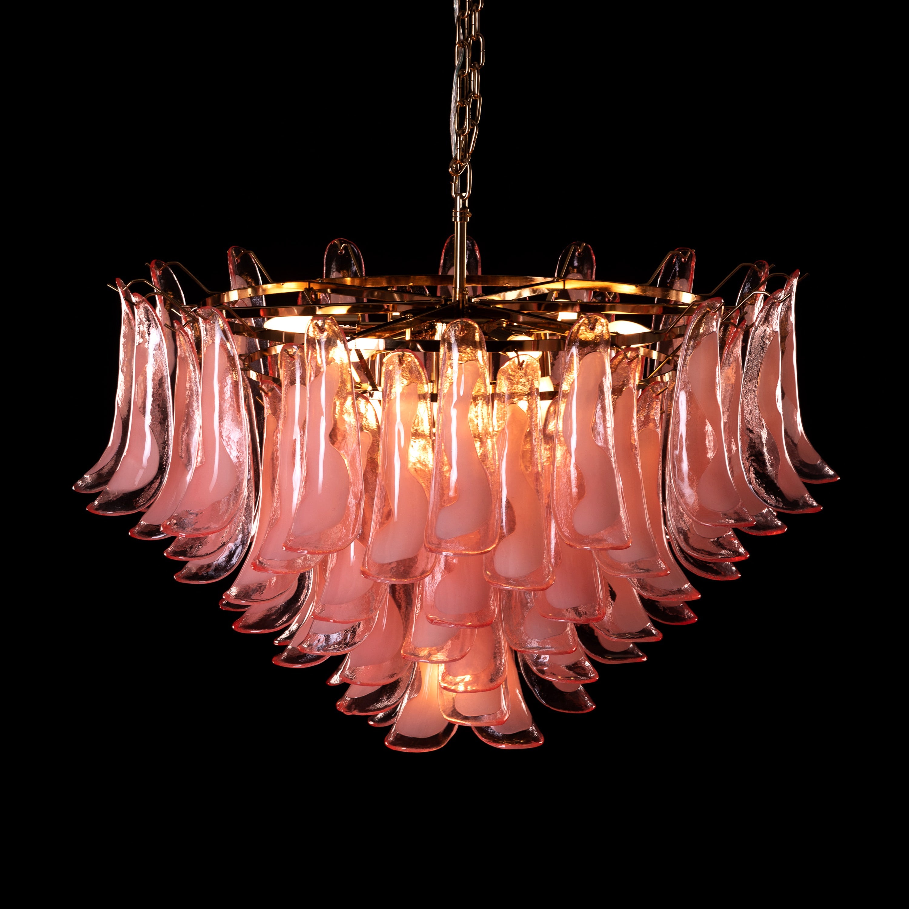 Somewhere In Barcelona (Large, Pink, White) Tinted Glass Chandelier