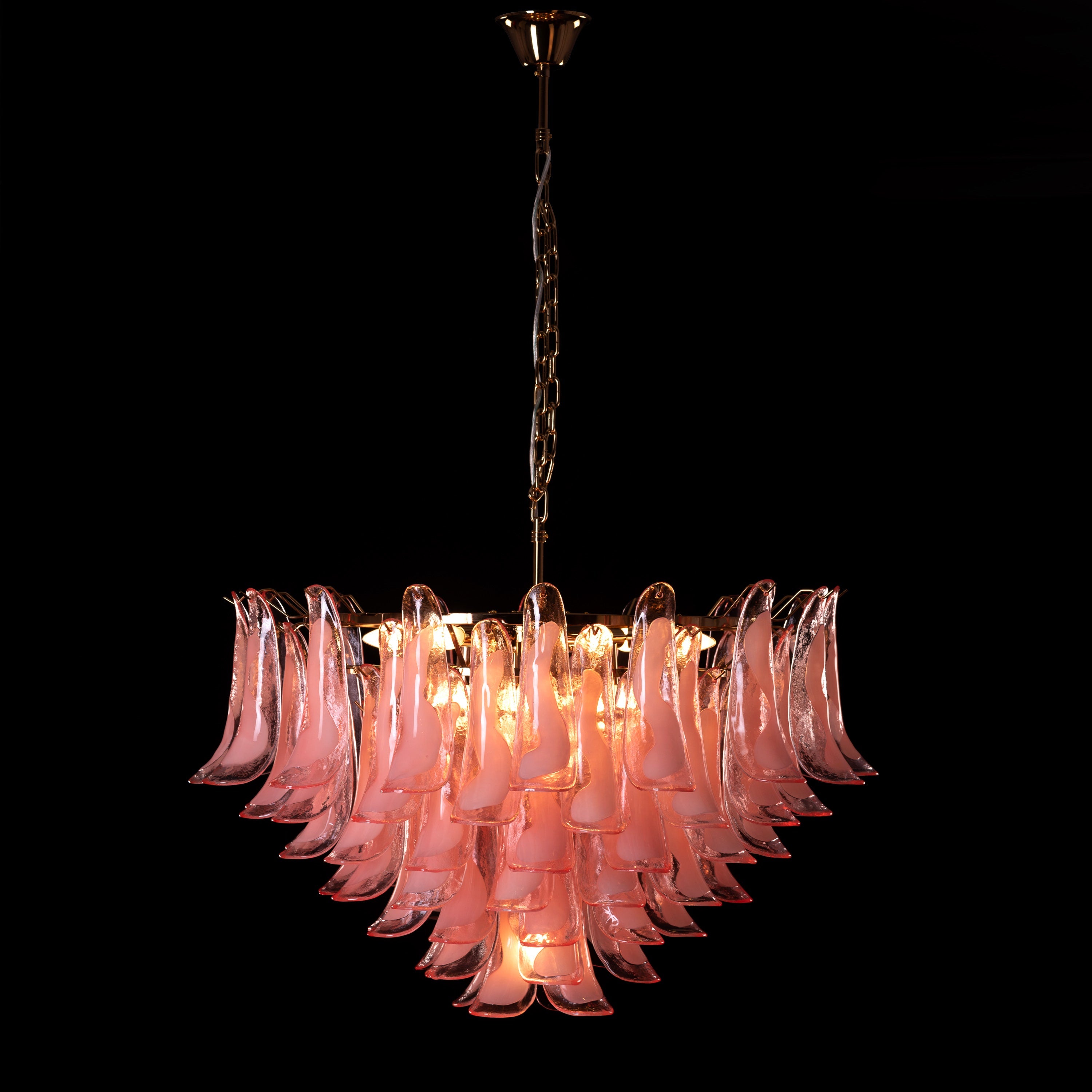 Somewhere In Barcelona (Large, Pink, White) Tinted Glass Chandelier
