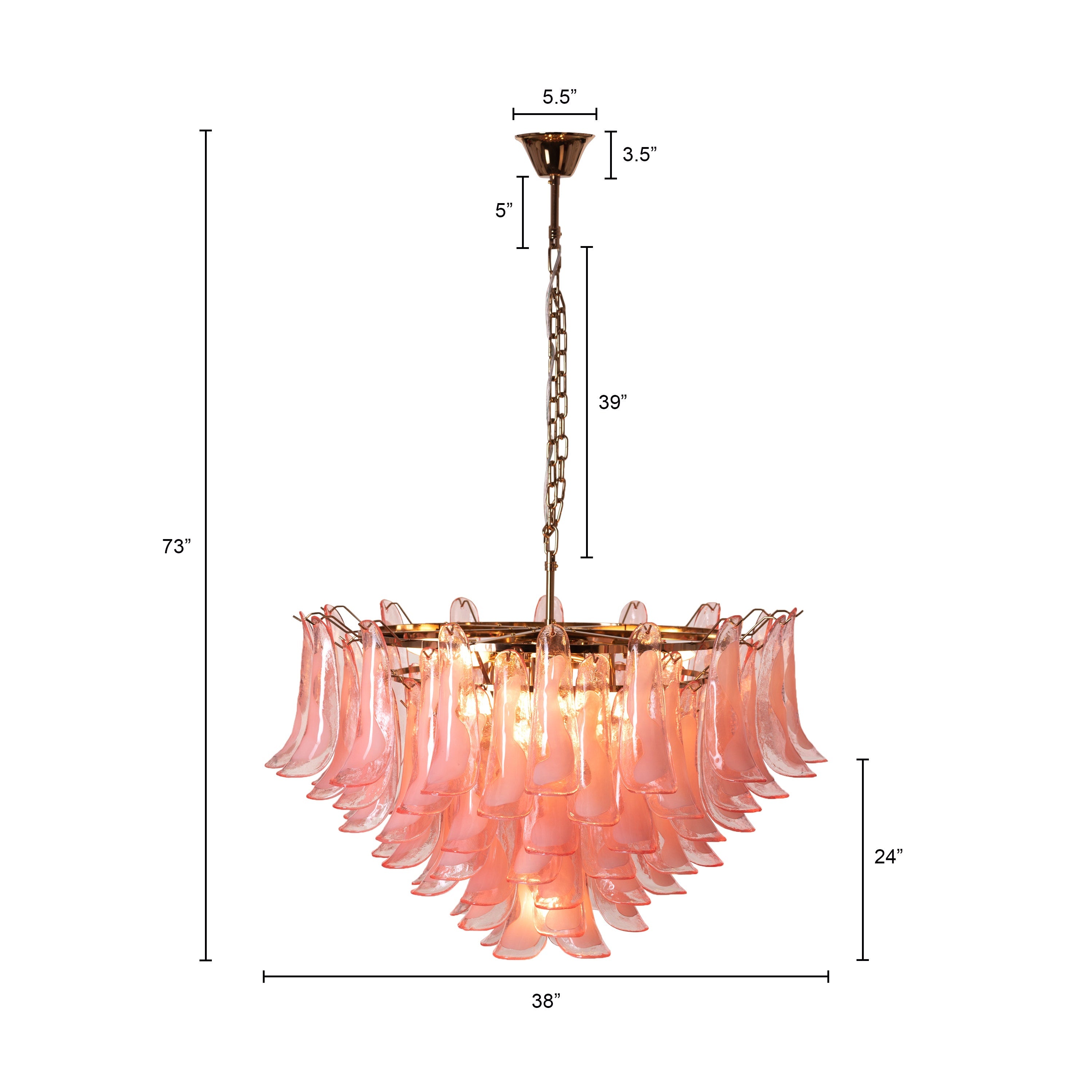 Somewhere In Barcelona (Large, Pink, White) Tinted Glass Chandelier