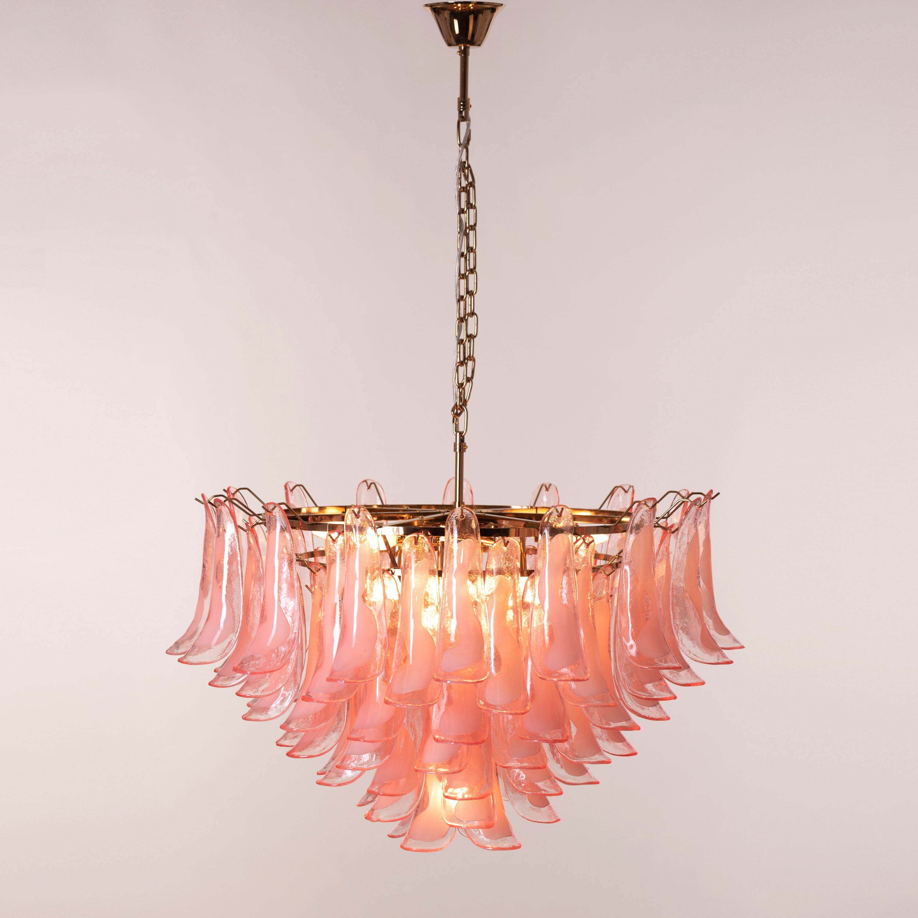 Somewhere In Barcelona (Large, Pink, White) Tinted Glass Chandelier