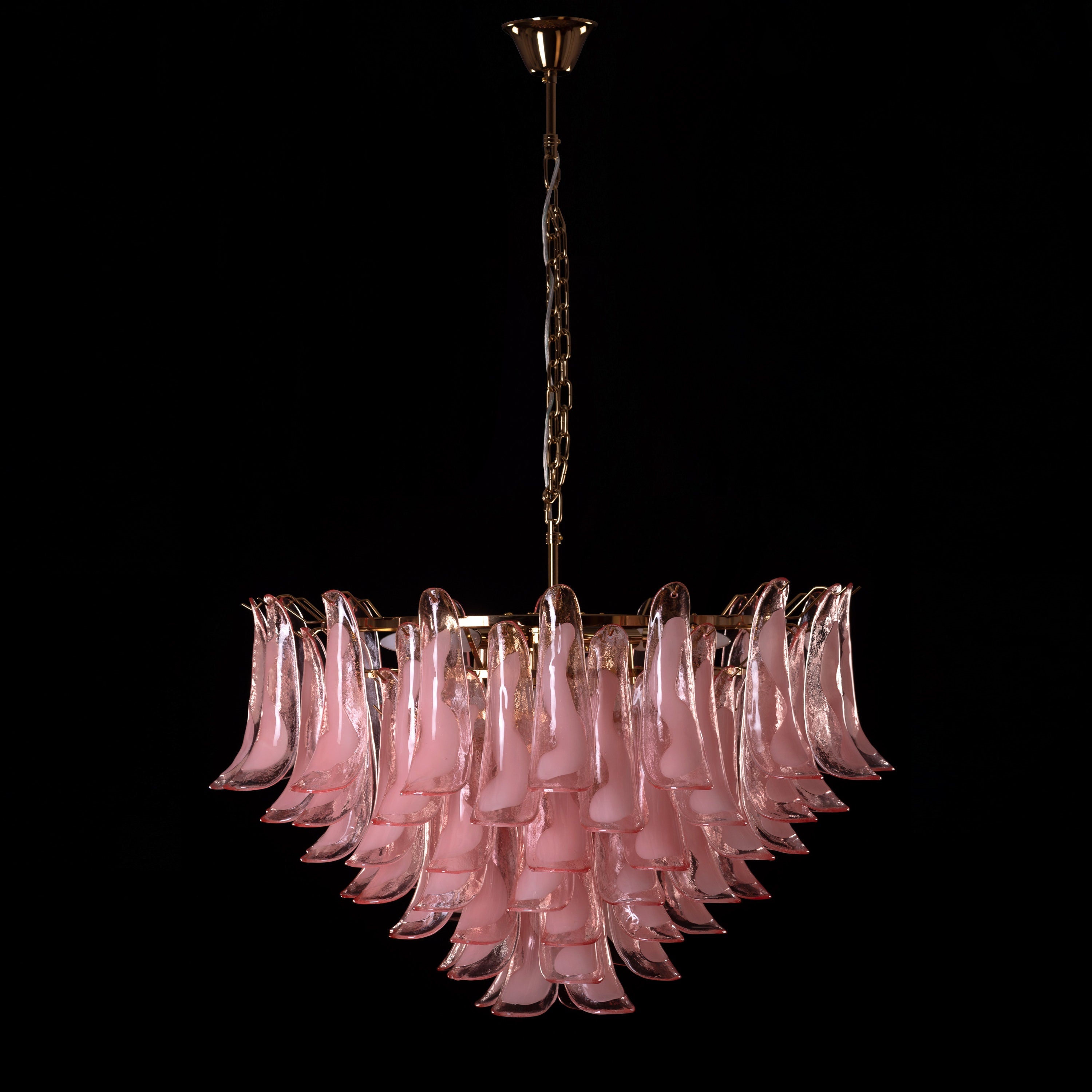 Somewhere In Barcelona (Large, Pink, White) Tinted Glass Chandelier
