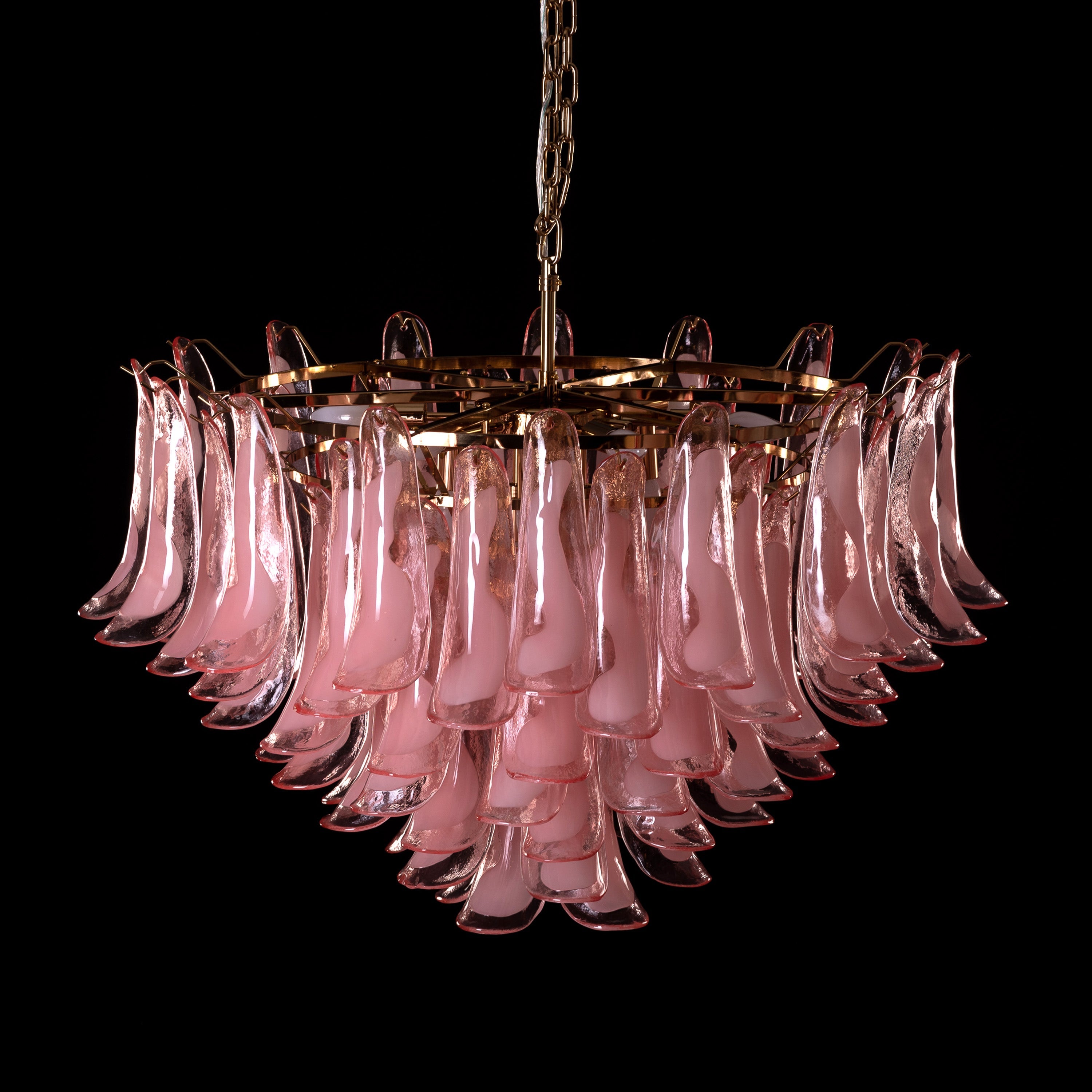 Somewhere In Barcelona (Large, Pink, White) Tinted Glass Chandelier