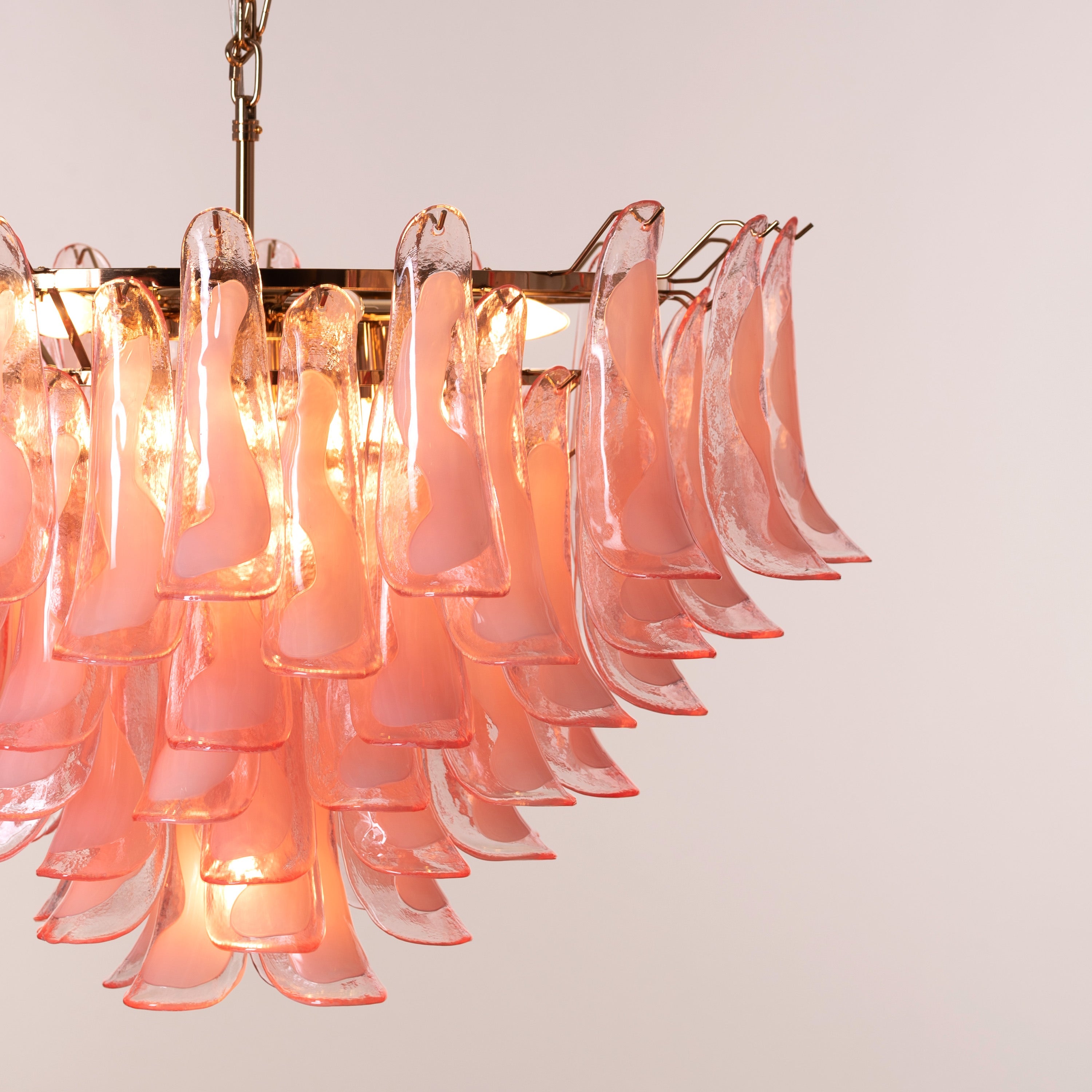 Somewhere In Barcelona (Large, Pink, White) Tinted Glass Chandelier
