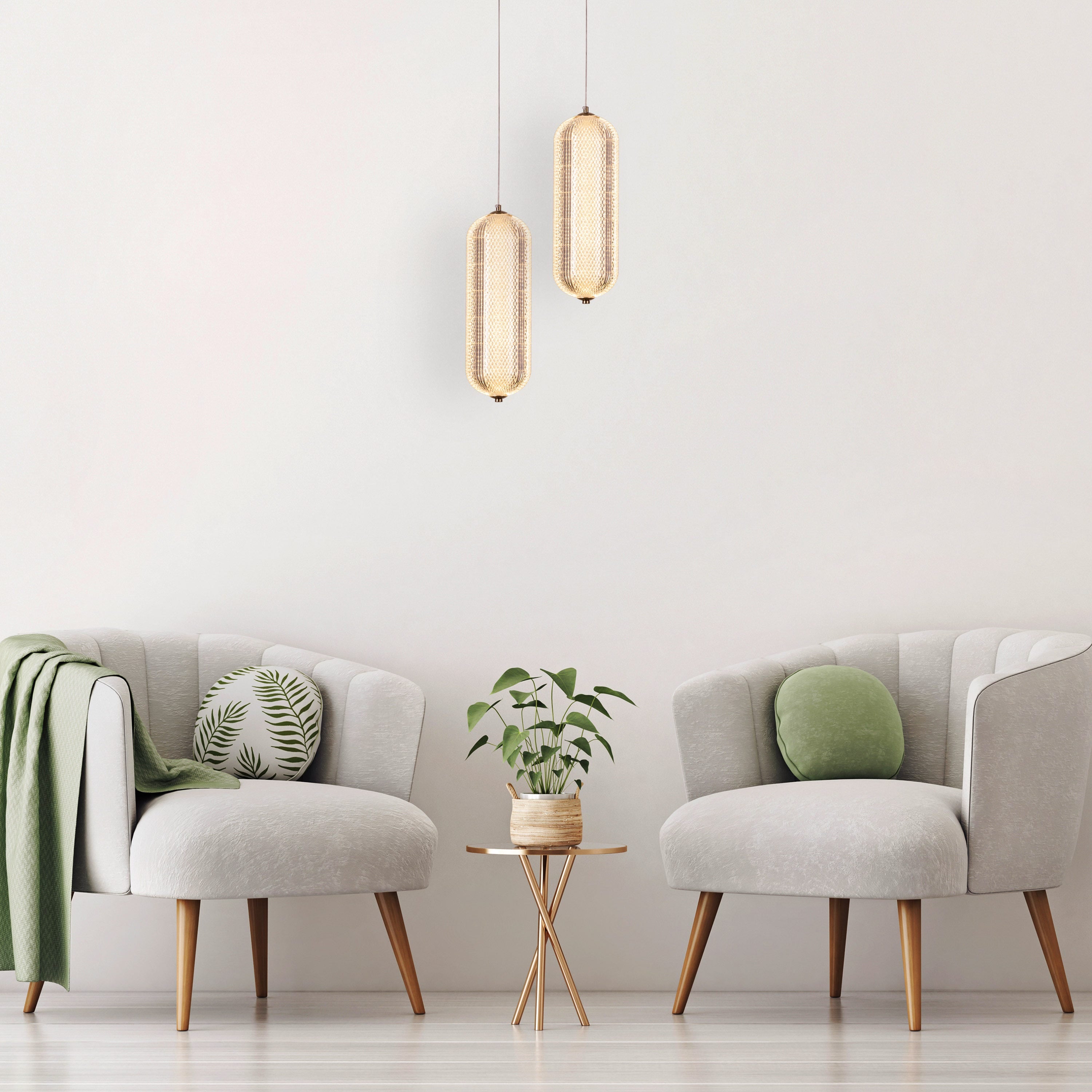 Yellow Diamond (Small, Dimmable LED with Remote Control) Acrylic Textured Pendant Light