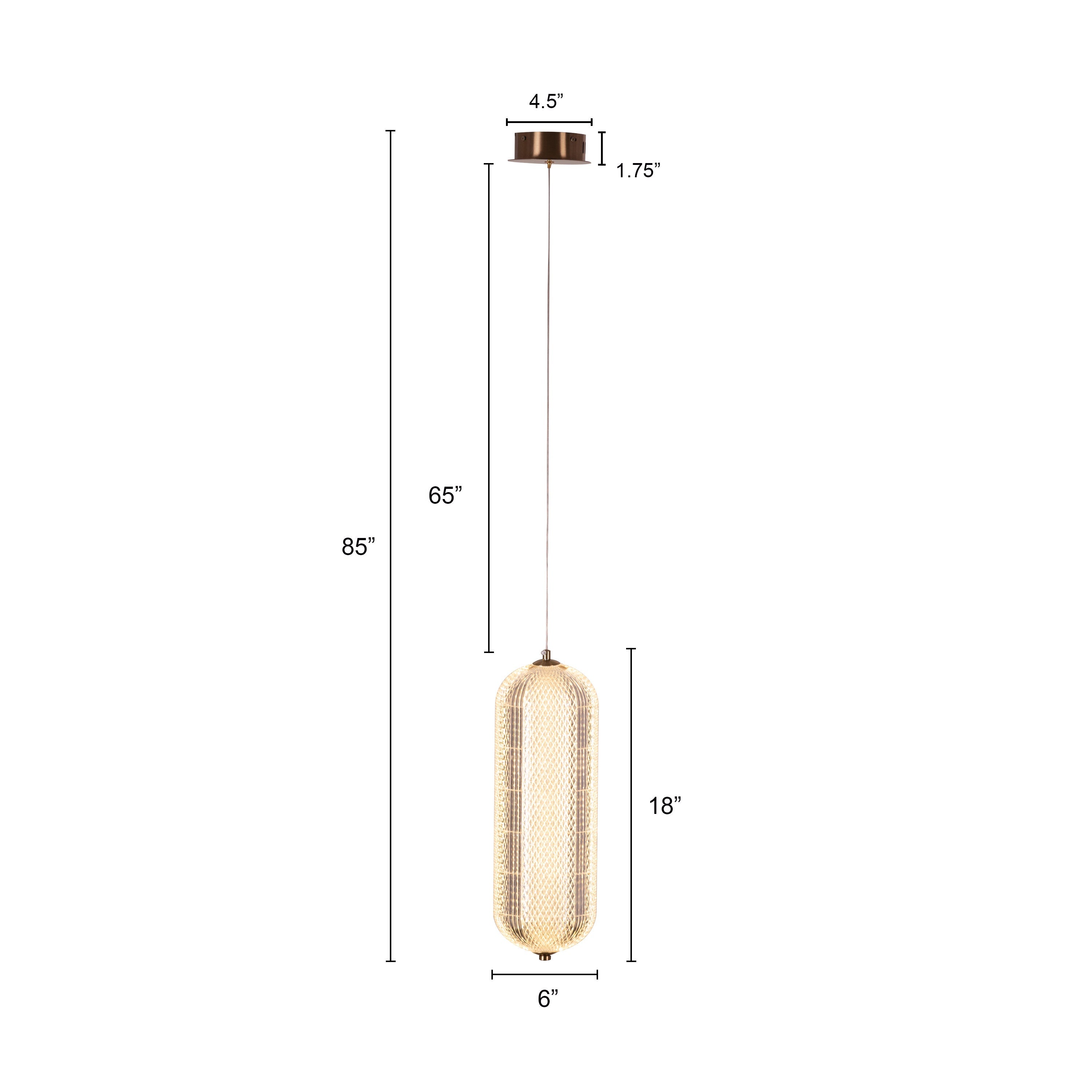 Yellow Diamond (Small, Dimmable LED with Remote Control) Acrylic Textured Pendant Light