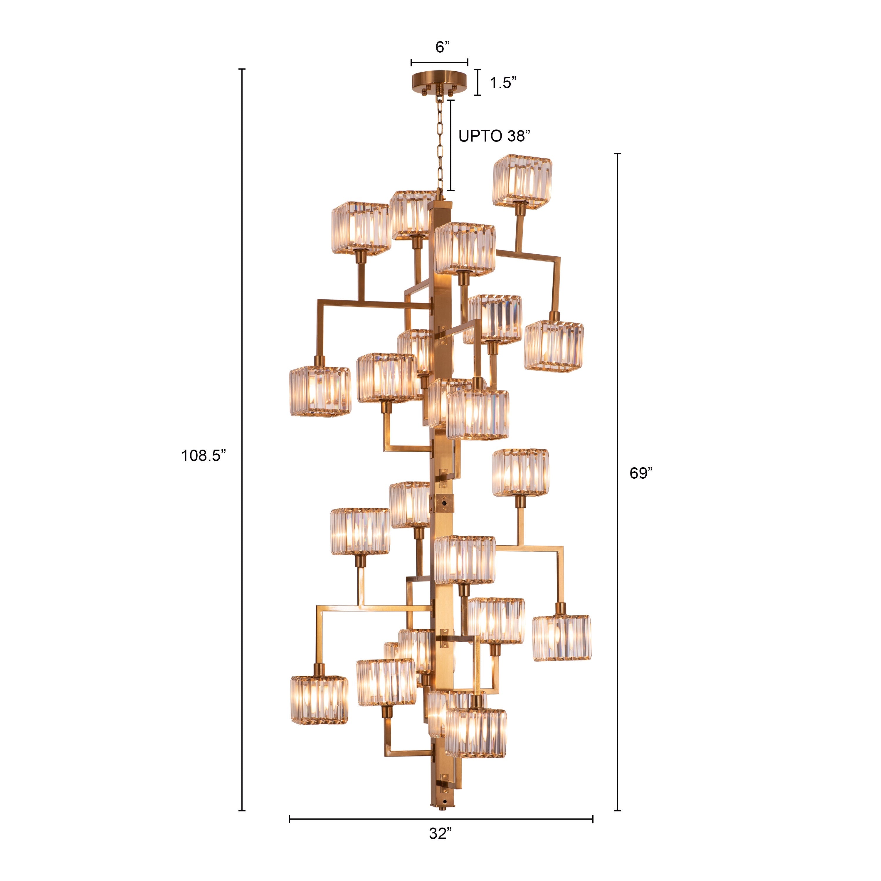 Watch The Throne (Large, Vertical, Gold) Crystal Chandelier