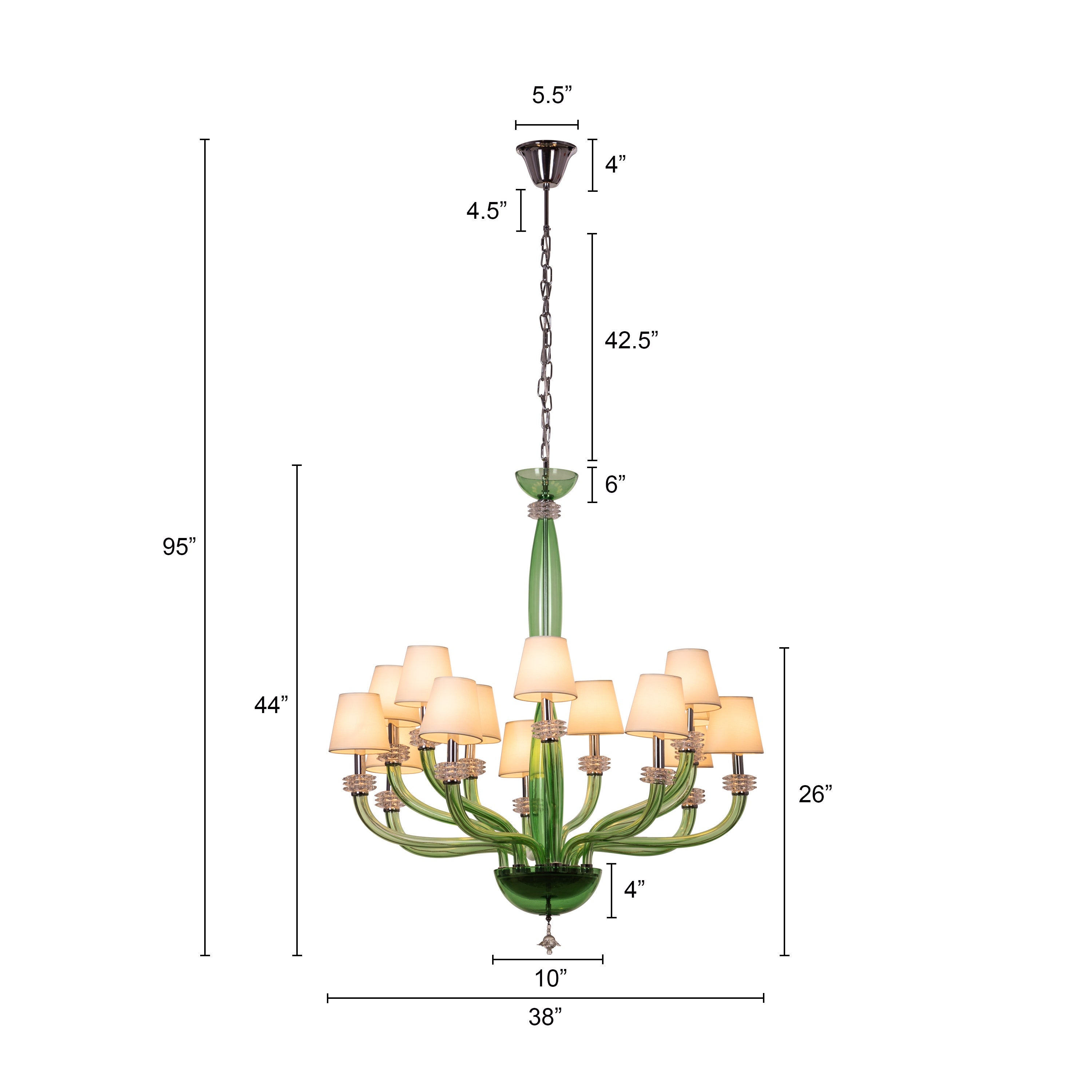 Made In Heaven (Large, Green, White) Glass Chandelier