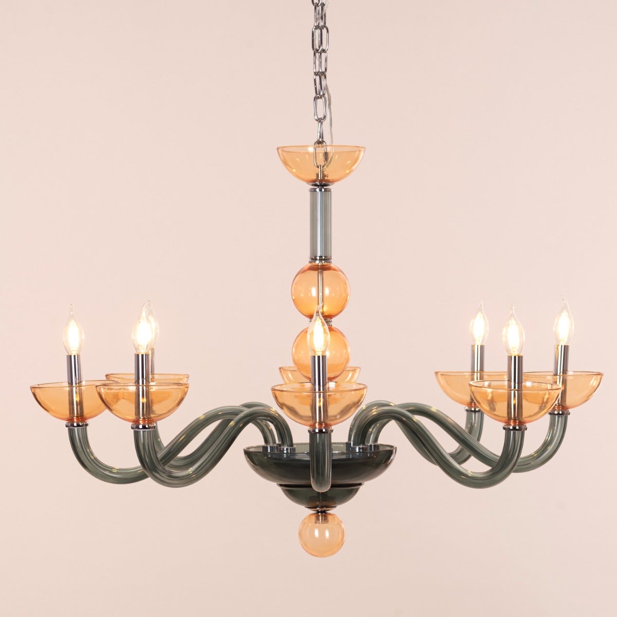 Steps Of Rome (Large, Green, Amber) Glass Chandelier