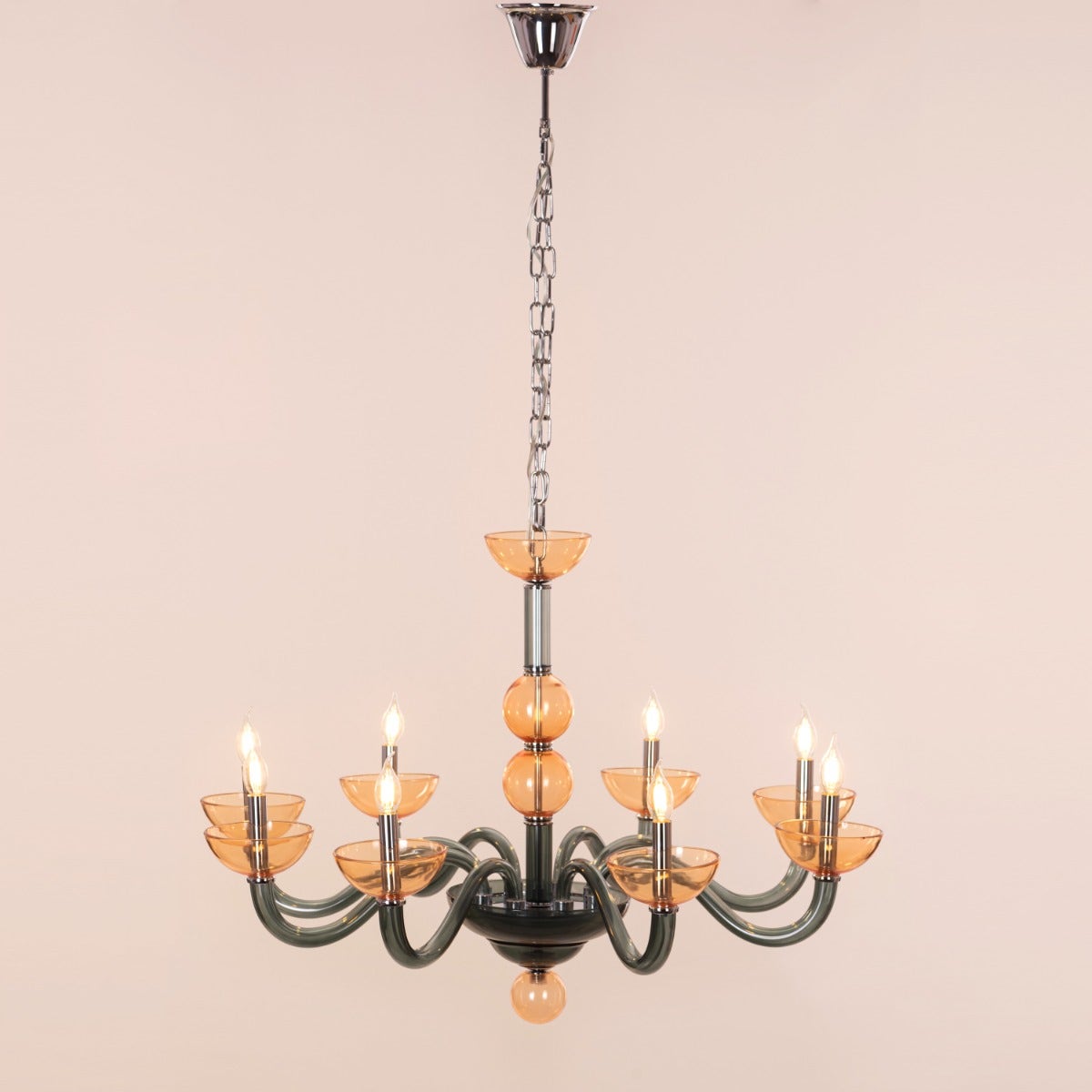Steps Of Rome (Large, Green, Amber) Glass Chandelier