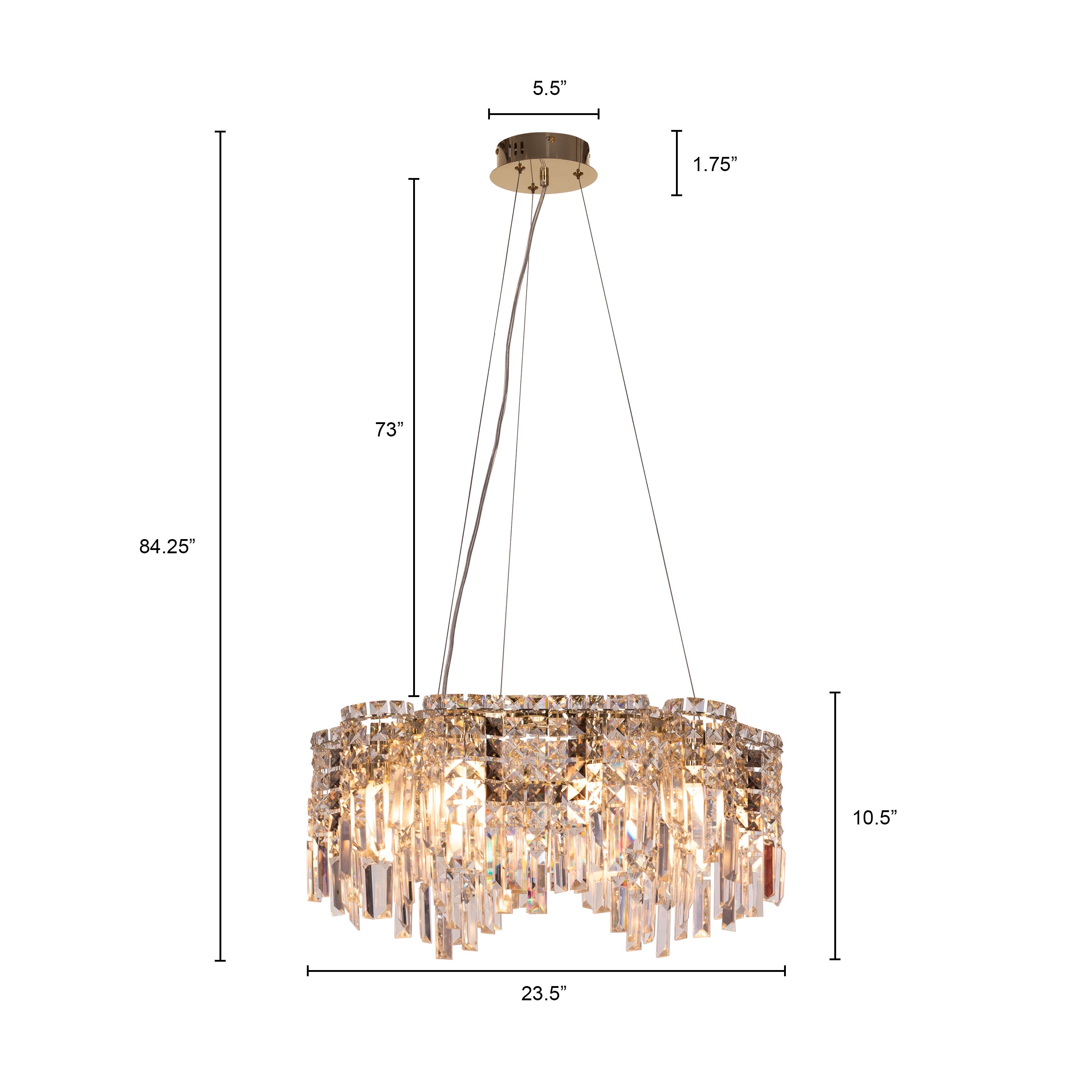 Through The Fire (Round, Gold) Crystal Chandelier