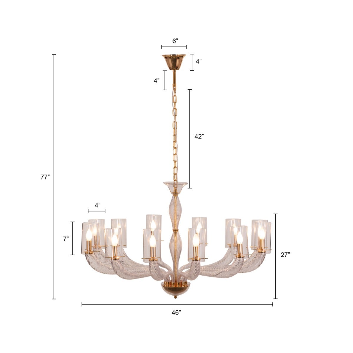 Midnight In Paris (Large, Gold) Glass Chandelier