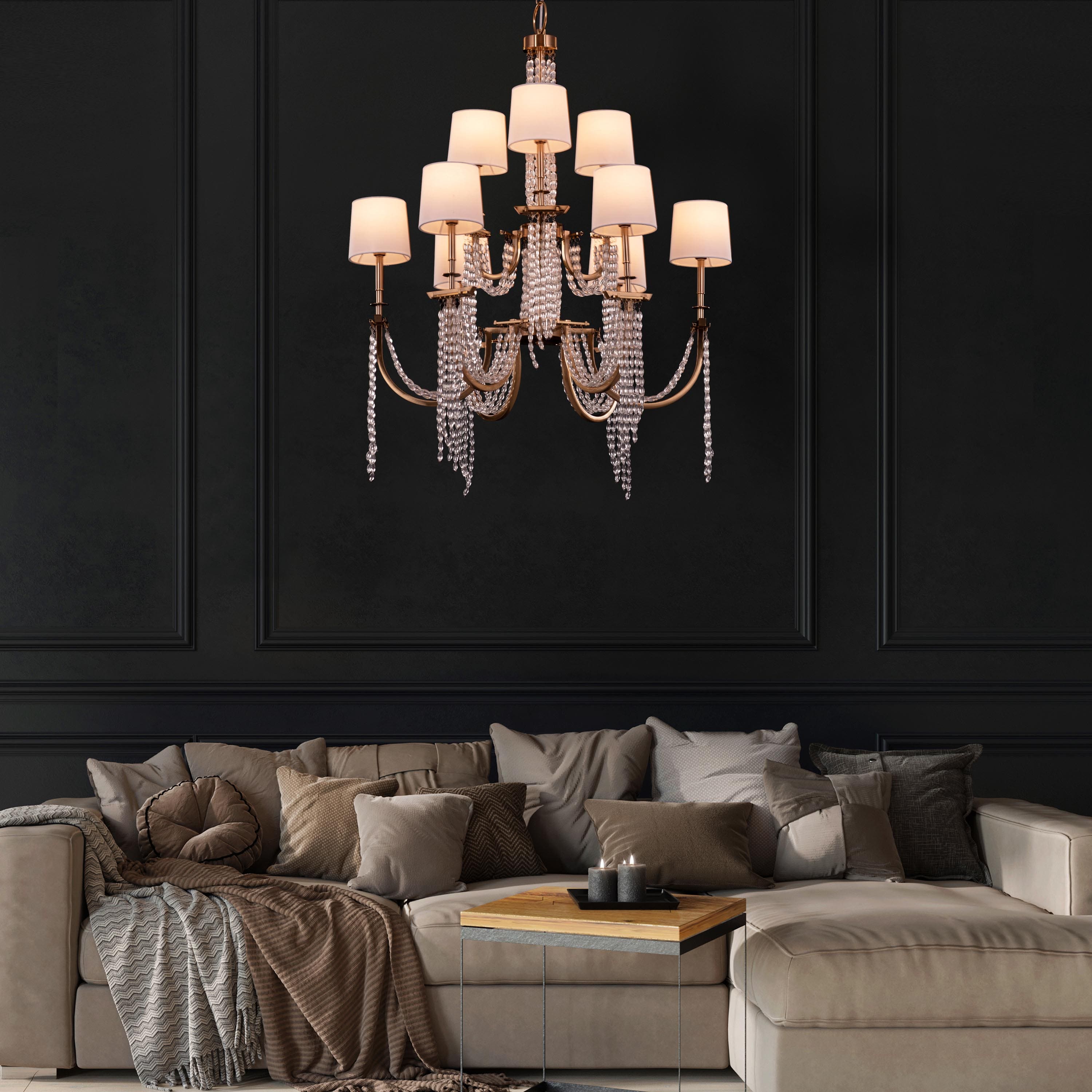 Cupid's Kiss (Gold) Crystal Double Height Chandelier