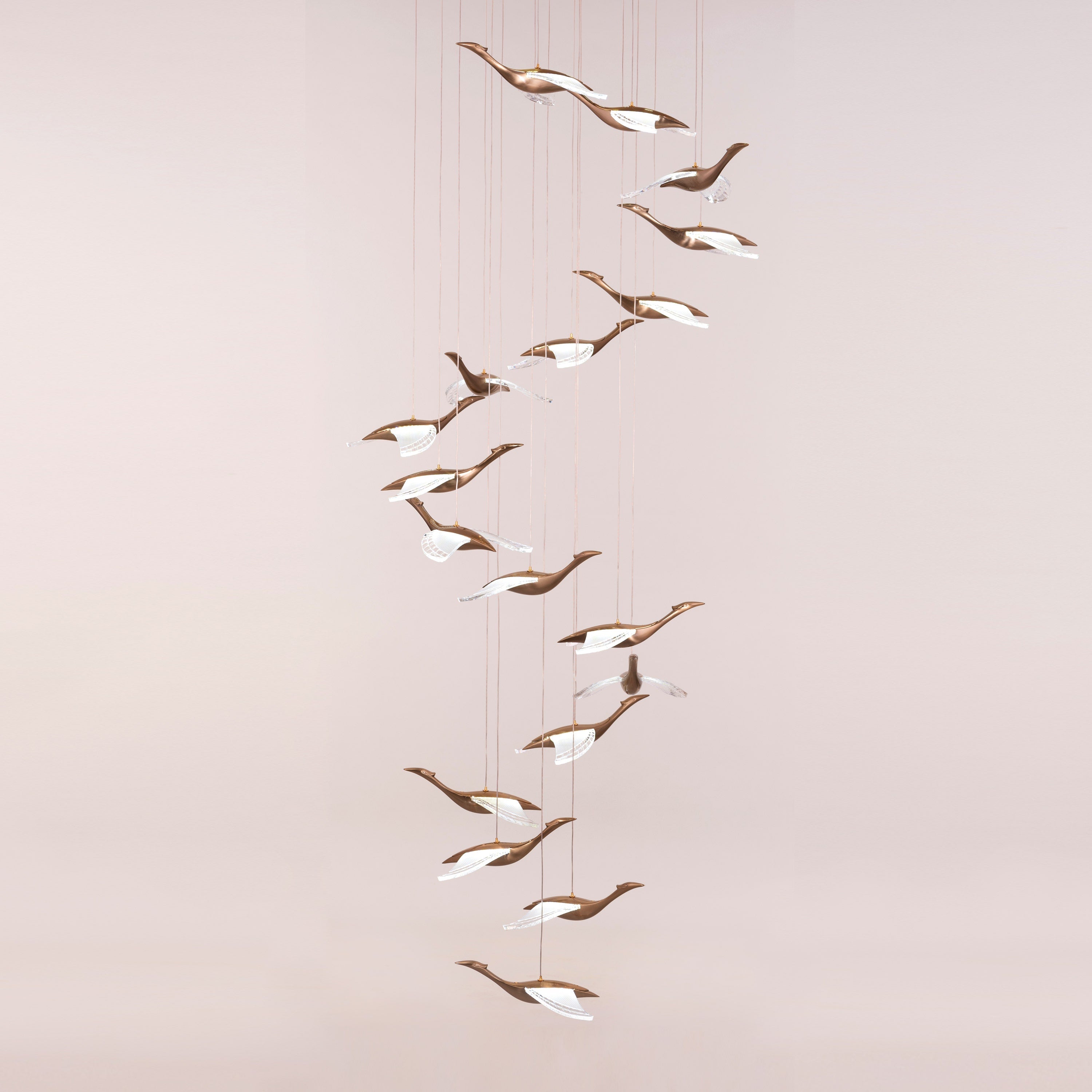 Before I Wake (Large, Gold, Dimmable LED with Remote Control) Double Height Chandelier