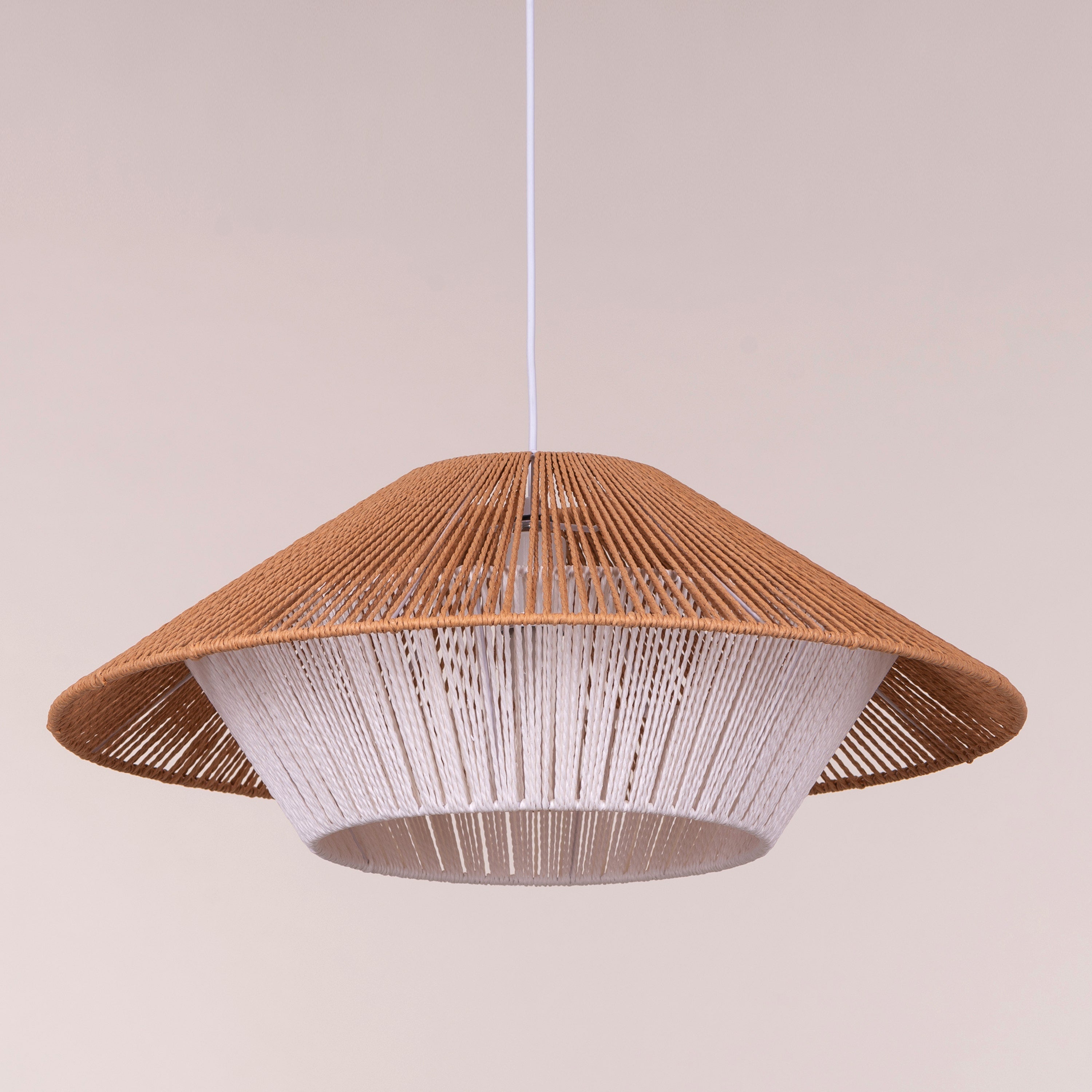Mean What You Say (Brown, White) Rattan Pendant Light